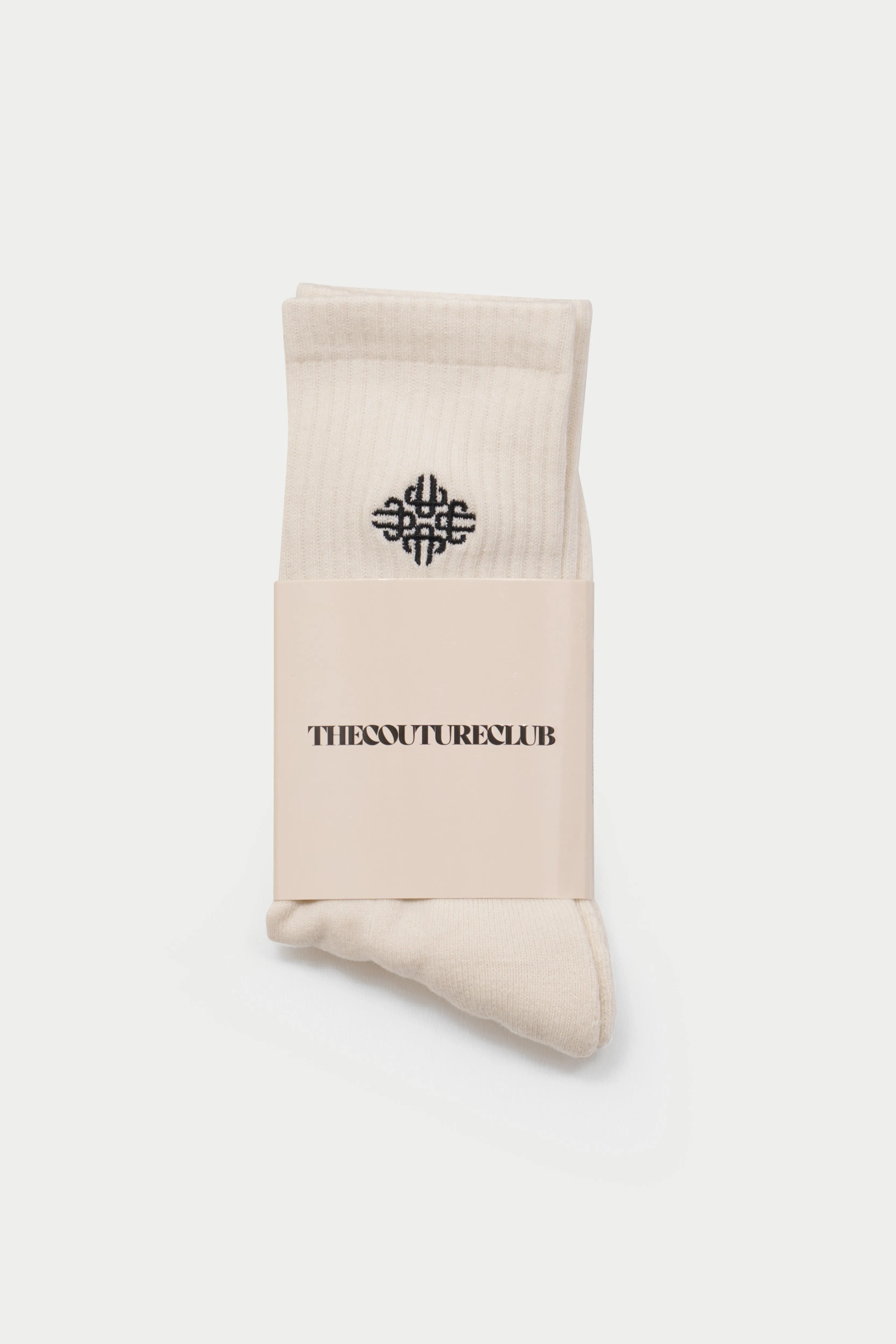 EMBROIDERED EMBLEM SPORTS SOCK - OFFWHITE sold by The Couture Club product image thumbnail 3