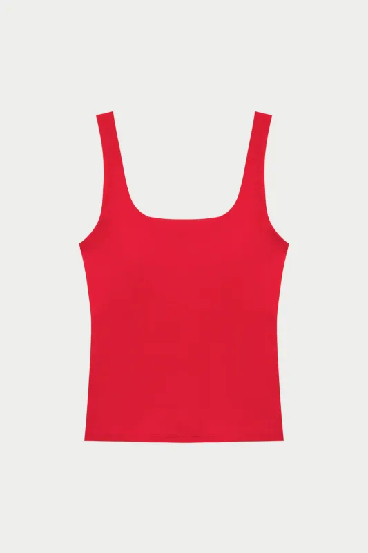 SCULPTING STRETCH SCOOP NECK SPORTS TOP - RED sold by The Couture Club
