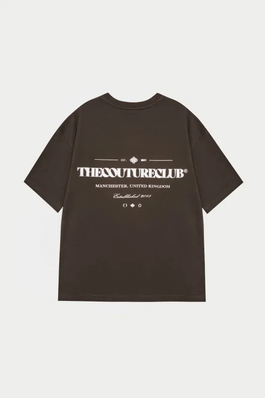 COPYRIGHT MULTI GRAPHIC T-SHIRT - BROWN sold by The Couture Club