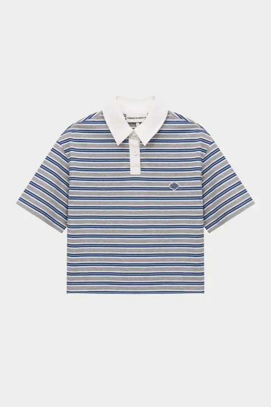 STRIPED POLO TEE - GREY sold by The Couture Club