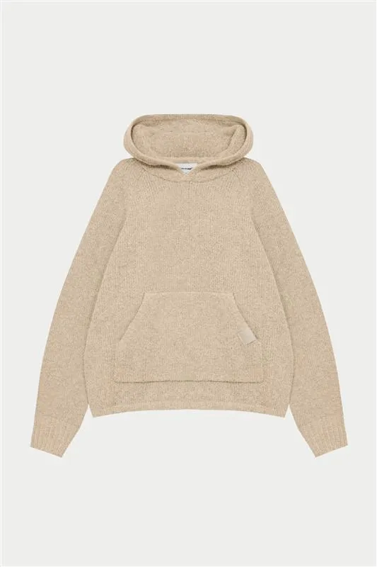 BOUCLE KNIT HOODIE - STONE sold by The Couture Club
