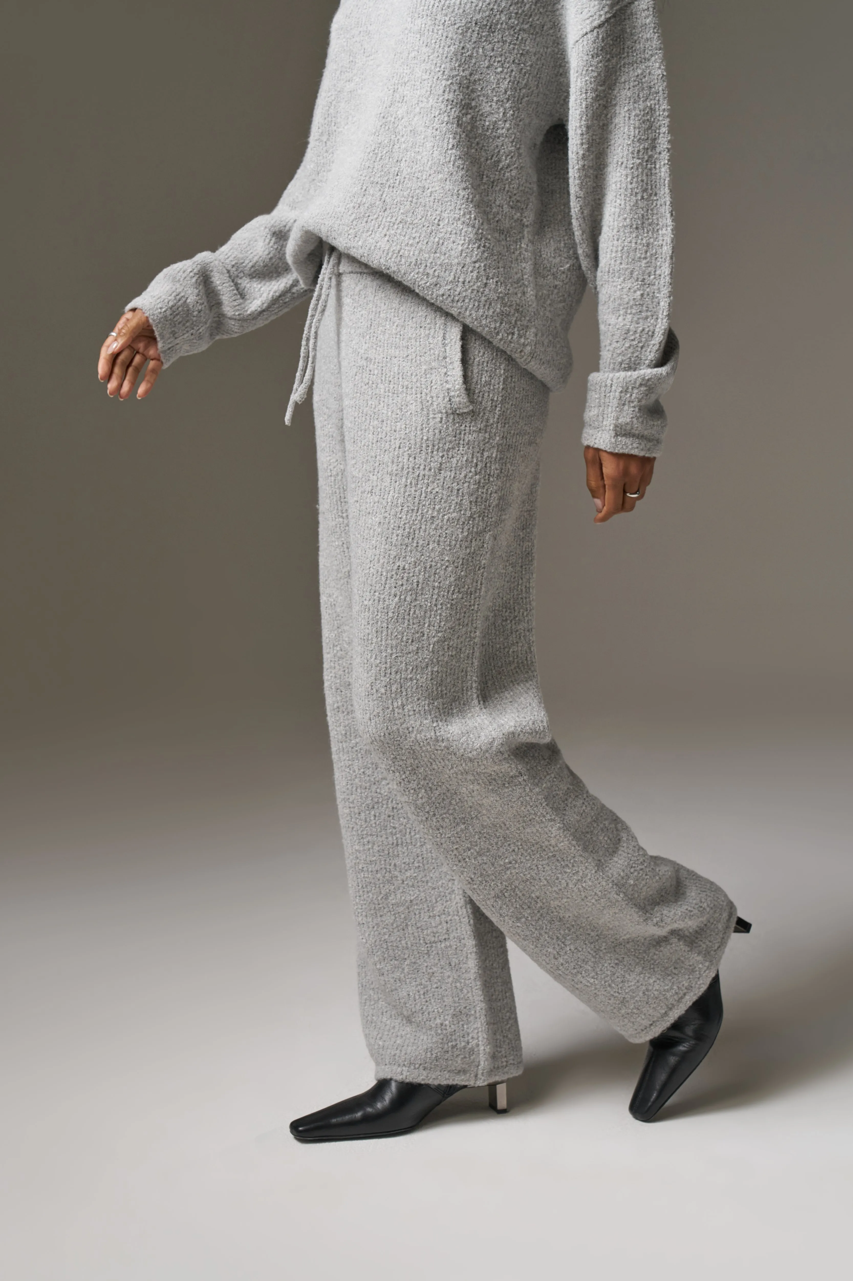 BOUCLE KNIT PANTS - GREY MARL sold by The Couture Club product image thumbnail 3