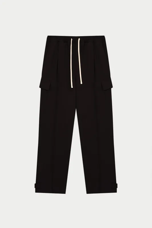 PLEATED WIDE LEG TROUSER - BLACK sold by The Couture Club