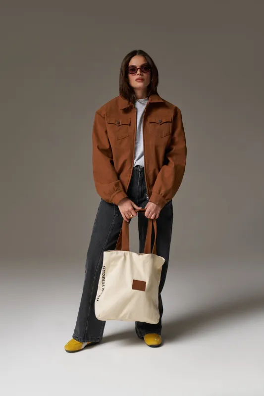 FAUX SUEDE STRAP TOTE BAG - TAN sold by The Couture Club