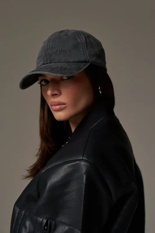 WASHED REVERSE COPYRIGHT CAP - WASHED BLACK sold by The Couture Club