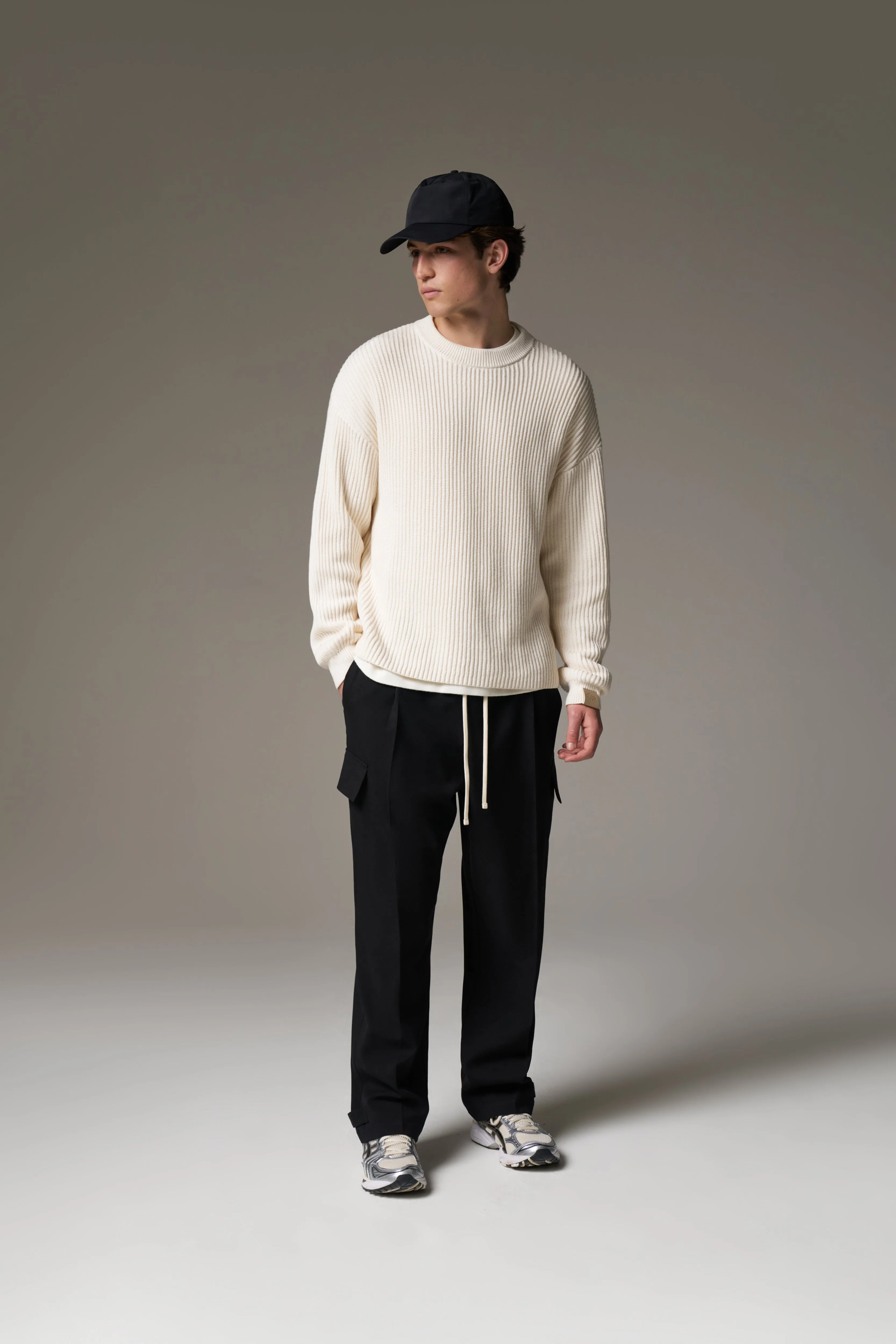 HEAVY WASHED RIBBED KNIT CREW - STONE sold by The Couture Club product image thumbnail 5