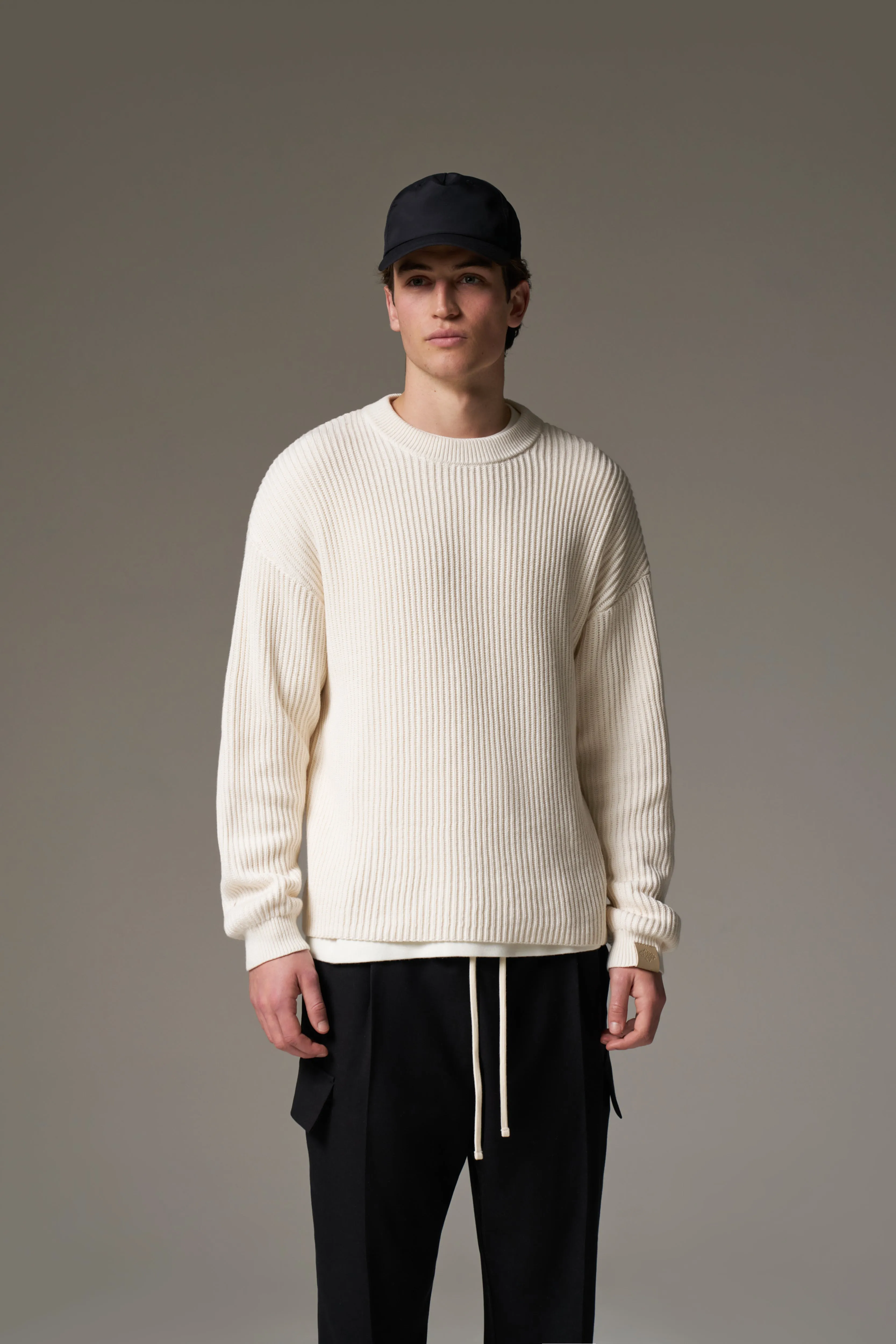 HEAVY WASHED RIBBED KNIT CREW - STONE sold by The Couture Club product image thumbnail 4