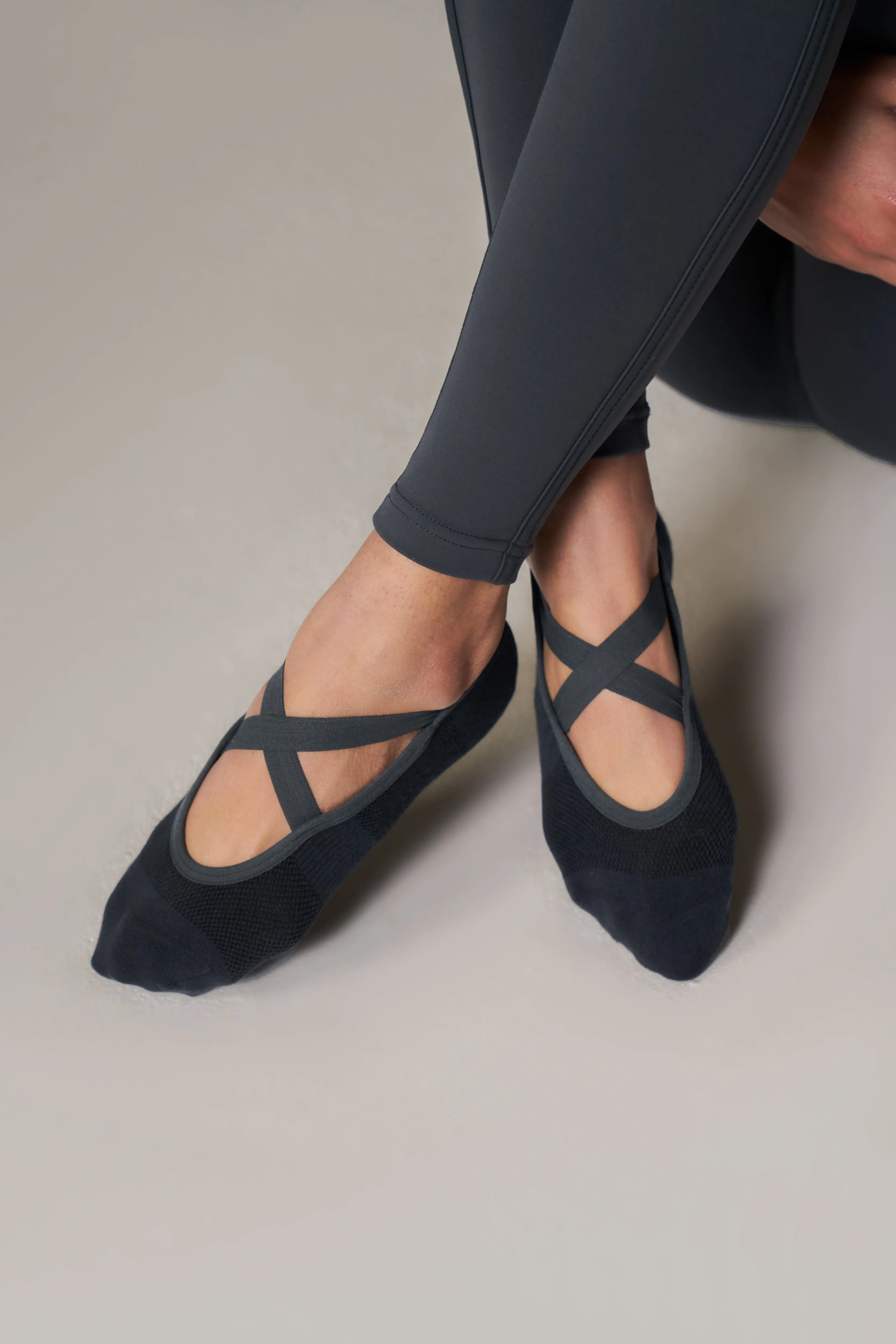 EMBLEM BARRE GRIP SOCKS - MIDNIGHT GREY sold by The Couture Club product image thumbnail 3