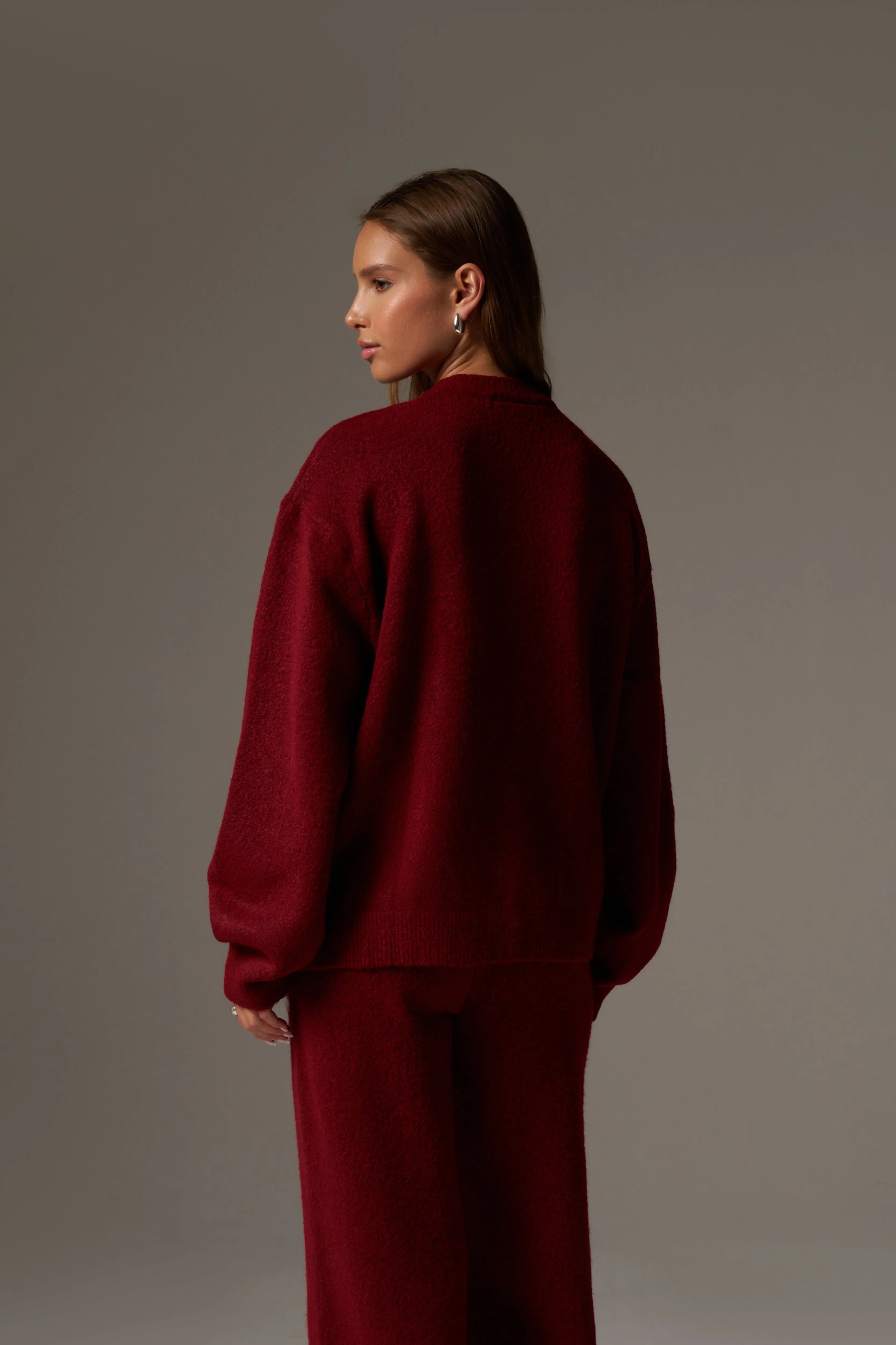 CTRE KNITTED SWEATSHIRT - BURGUNDY sold by The Couture Club product image thumbnail 5