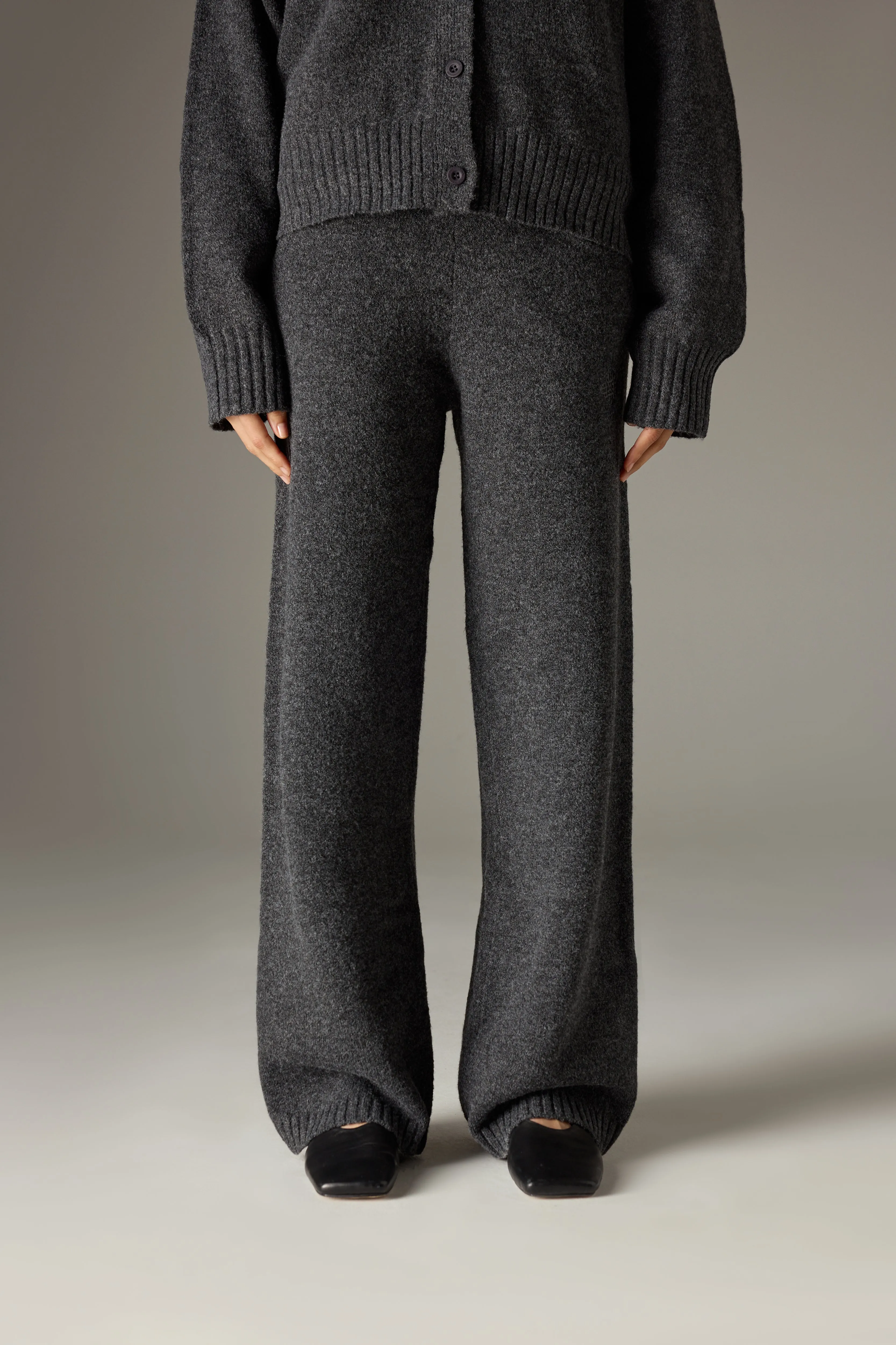 FLUFFY KNIT EMBLEM EMBROIDERED JOGGER - CHARCOAL sold by The Couture Club product image thumbnail 4