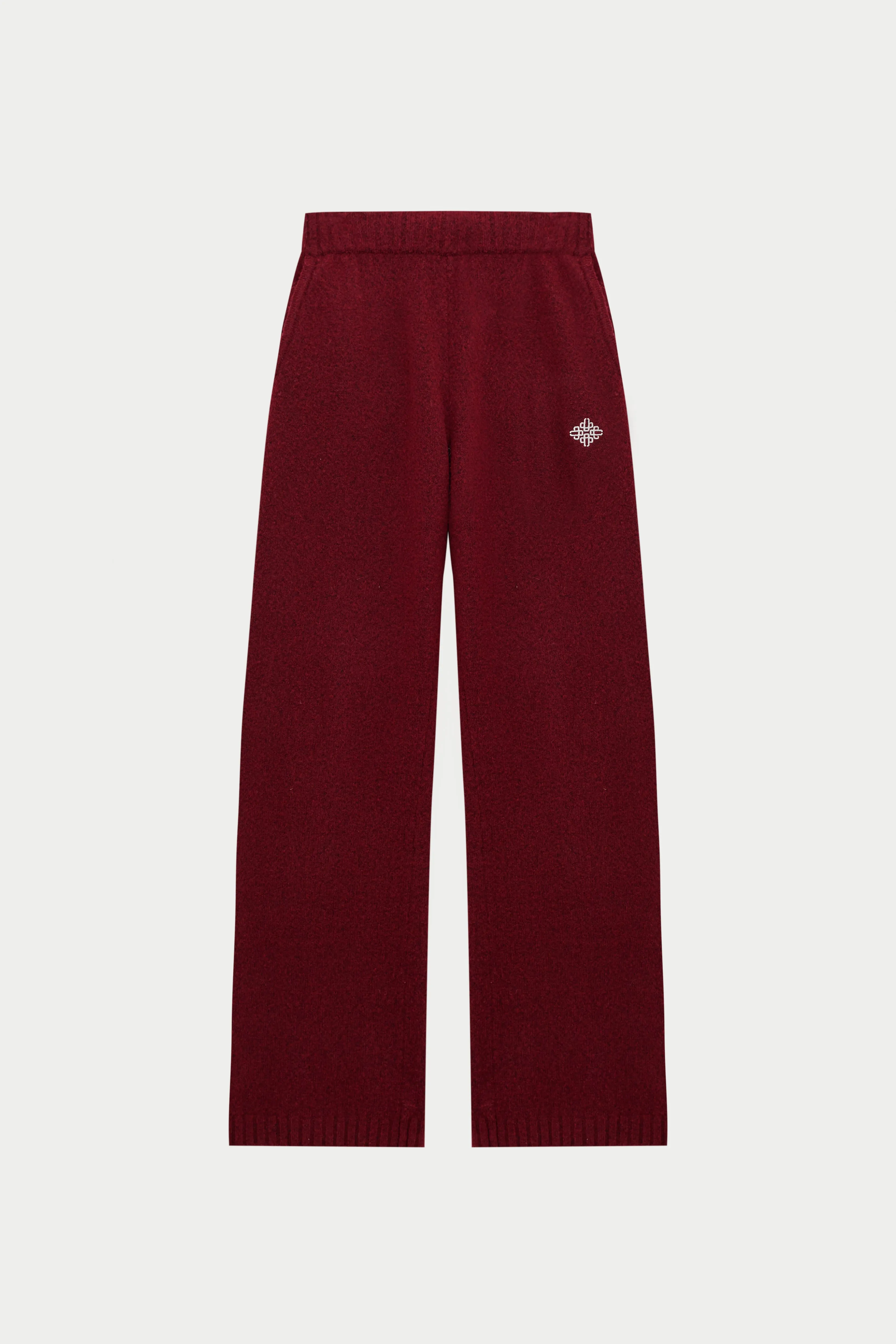 FLUFFY KNIT EMBLEM EMBROIDERED JOGGER - BURGUNDY sold by The Couture Club product image thumbnail 2