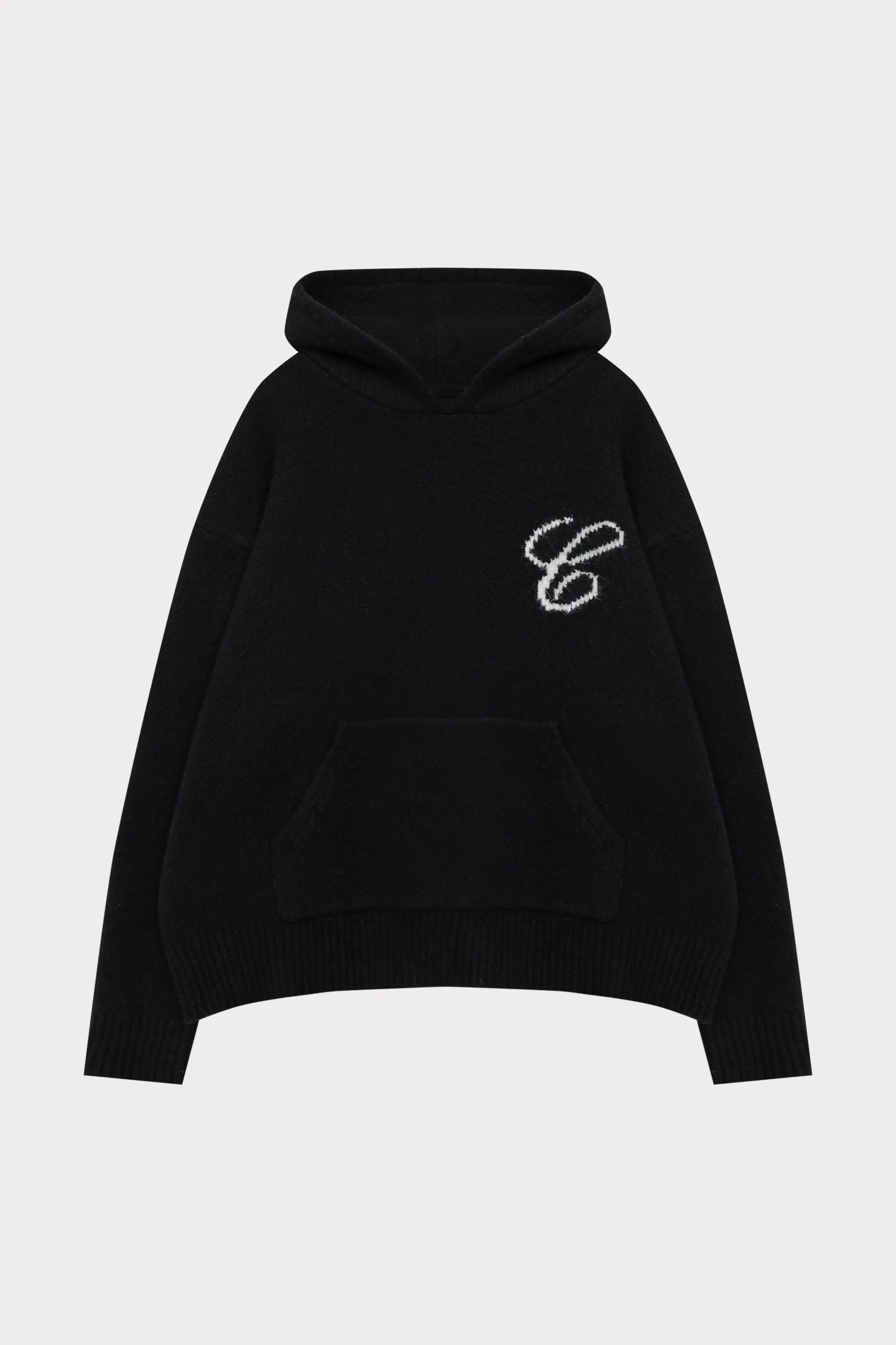 SCRIPT LOGO GRAPHIC KNITTED HOODIE - BLACK sold by The Couture Club product image thumbnail 5