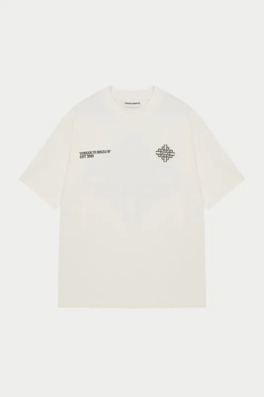 BLURRED GRAPHIC EMBLEM T-SHIRT - KHAKI sold by The Couture Club