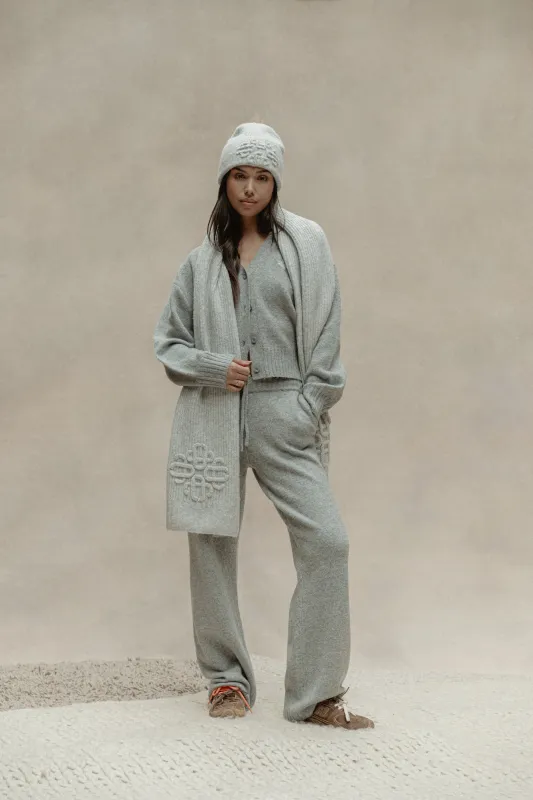 EMBLEM KNITTED SCARF - GREY MARL sold by The Couture Club