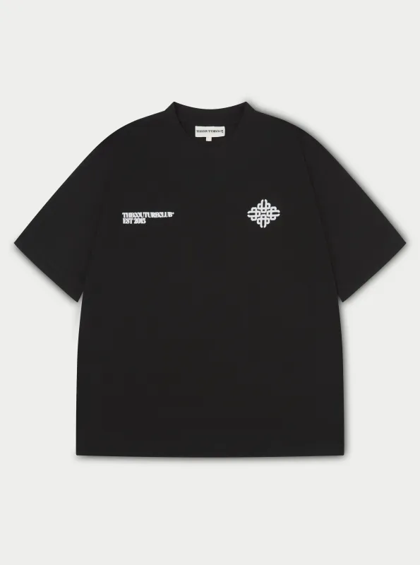 BLURRED GRAPHIC EMBLEM T-SHIRT - BLACK sold by The Couture Club