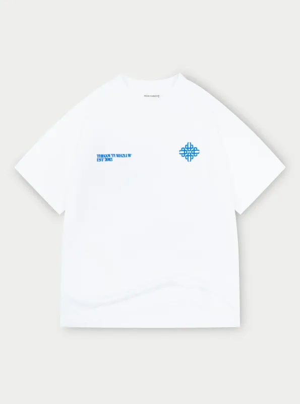 BLURRED GRAPHIC EMBLEM T-SHIRT - COBALT sold by The Couture Club