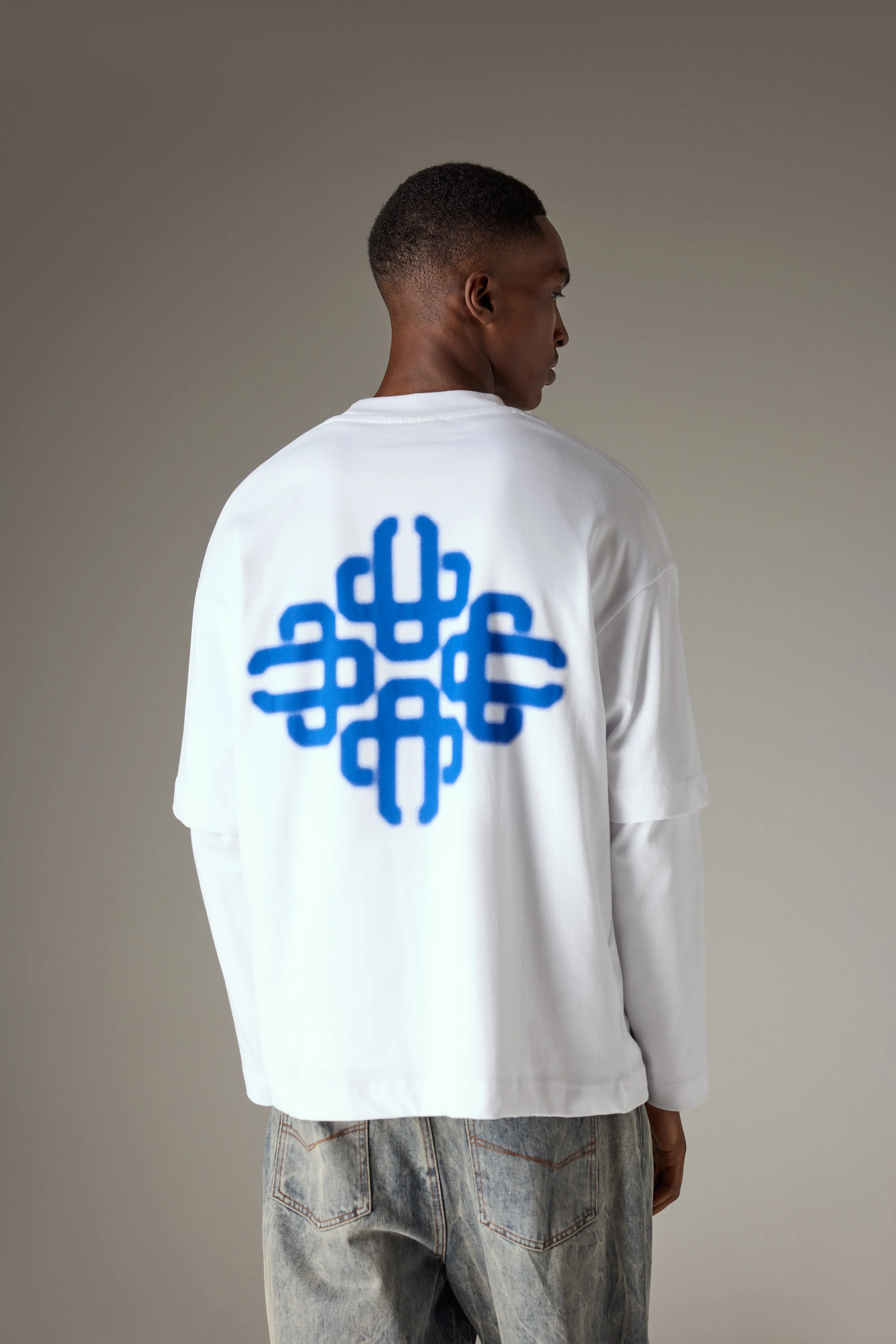 BLURRED GRAPHIC EMBLEM T-SHIRT - COBALT sold by The Couture Club product image thumbnail 2