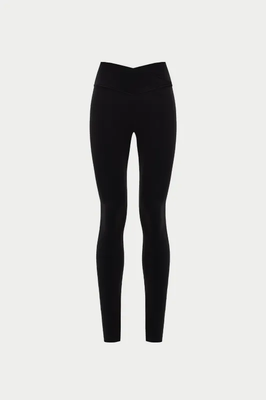 SCULPTING STRETCH CROSSOVER WAISTBAND LEGGINGS - BLACK sold by The Couture Club