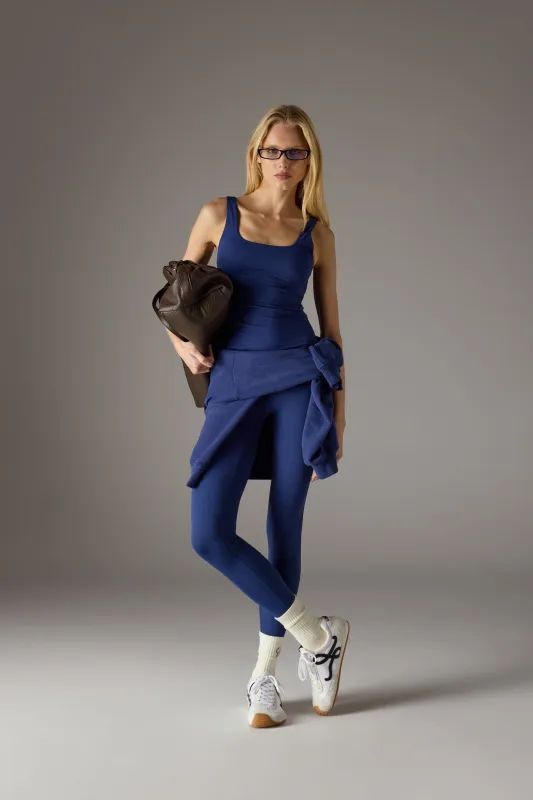 SCULPTING STRETCH EMBLEM LEGGINGS - BLUE sold by The Couture Club