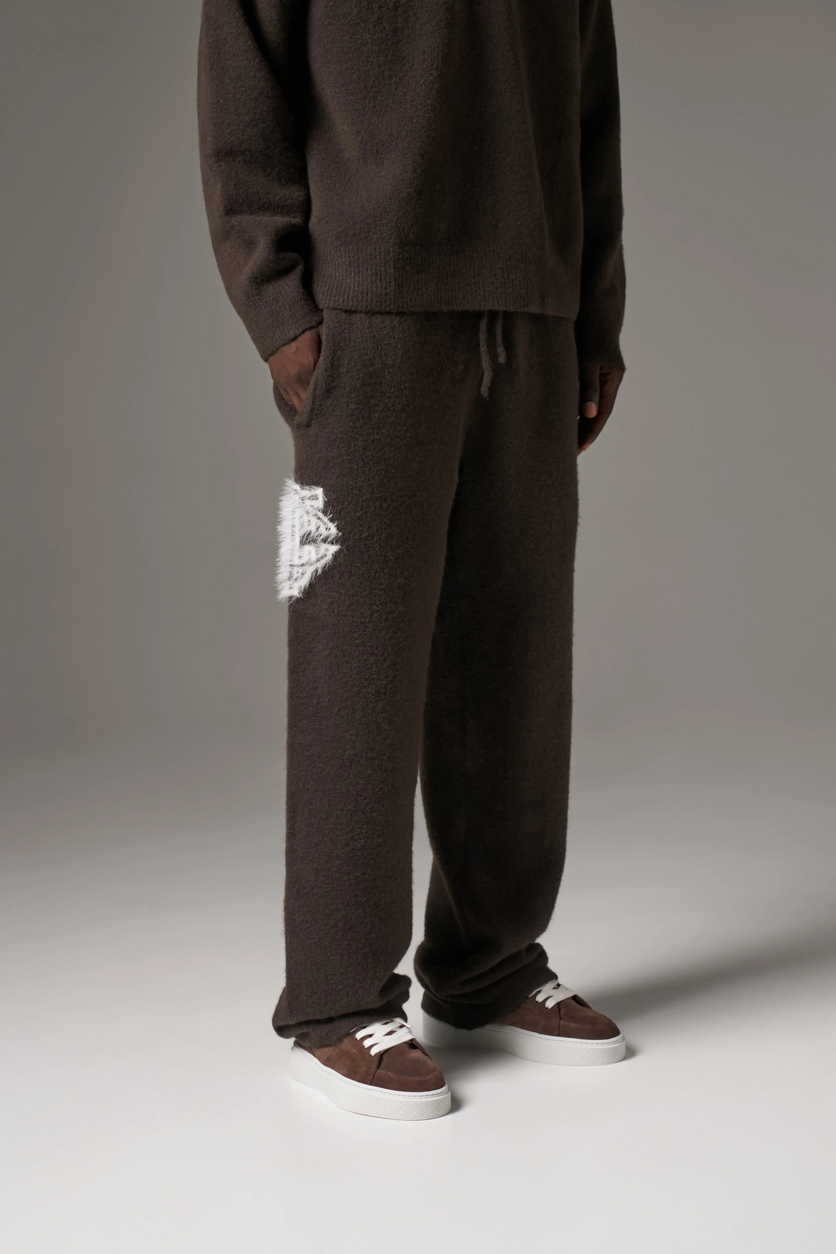 MONOGRAM FLUFFY KNIT JOGGERS - BROWN sold by The Couture Club product image thumbnail 2