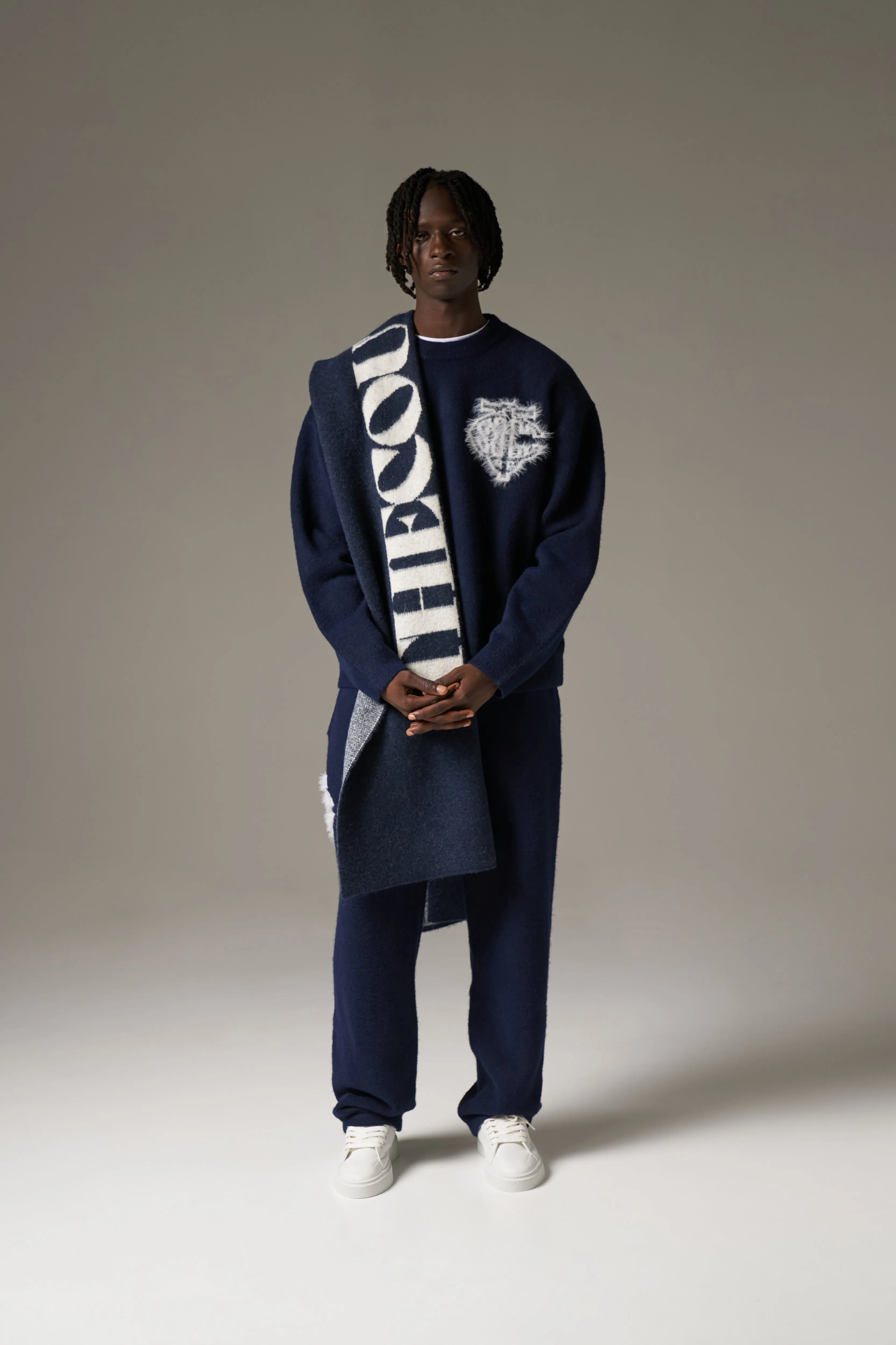 COPYRIGHT KNIT SCARF - NAVY sold by The Couture Club product image thumbnail 4