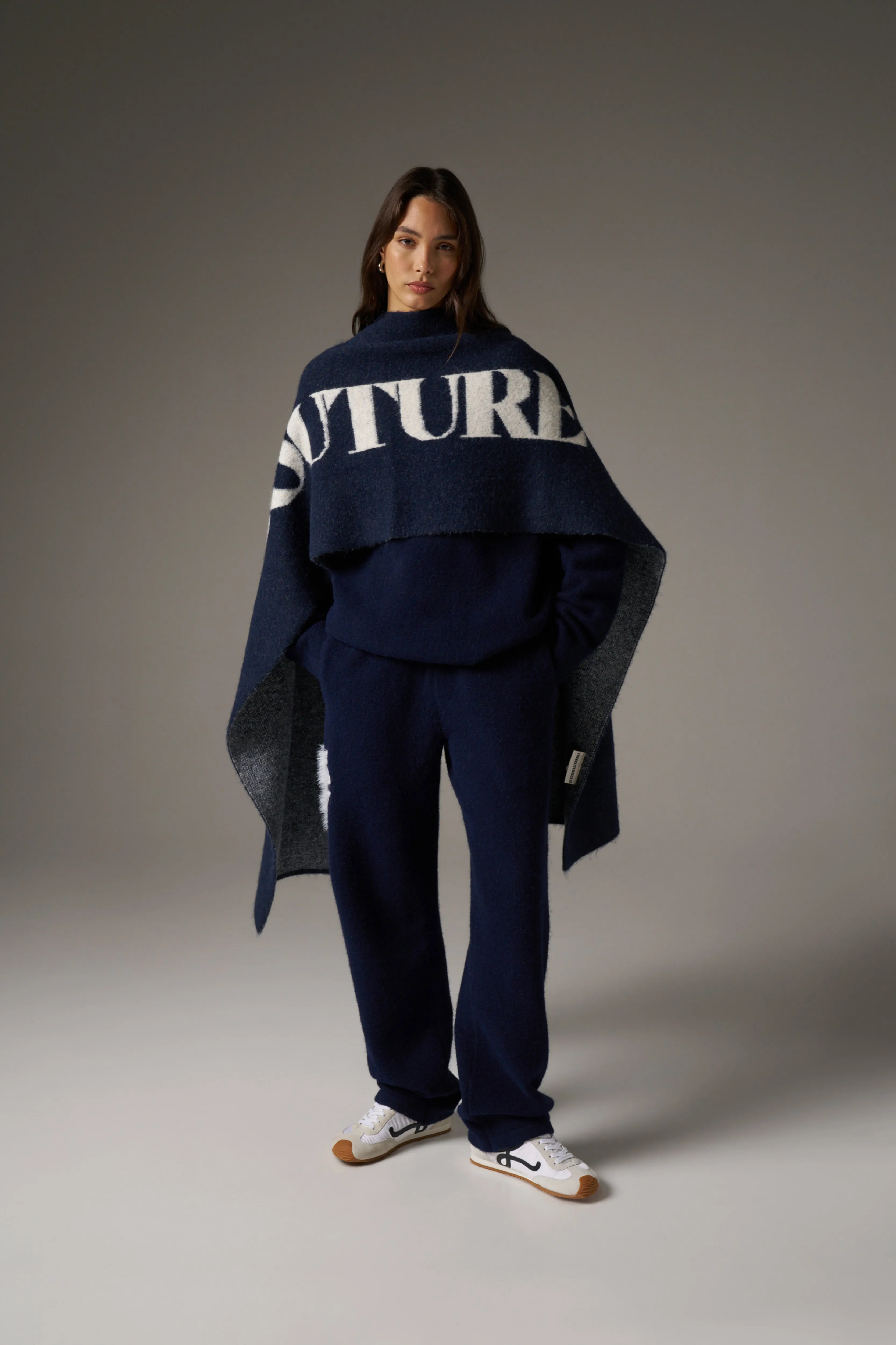 COPYRIGHT KNIT SCARF - NAVY sold by The Couture Club product image thumbnail 3