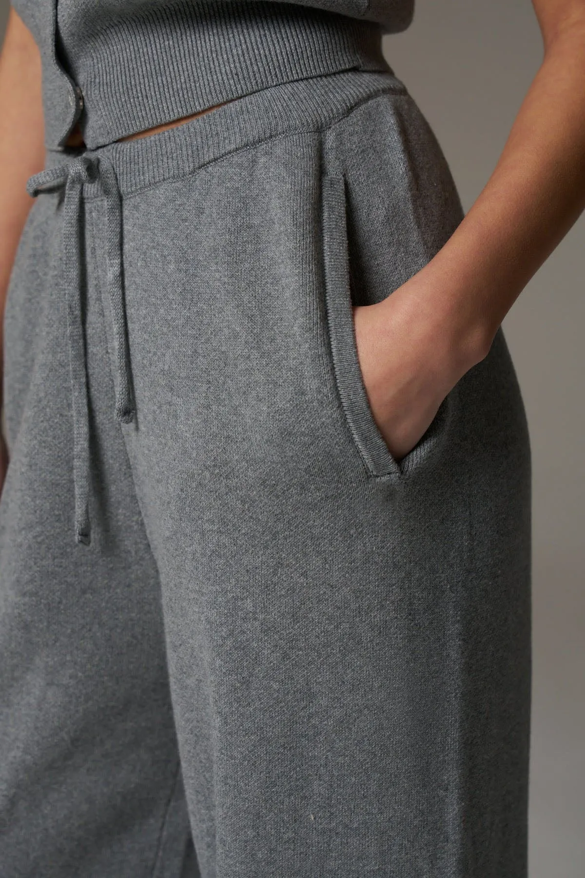 KNITTED RELAXED JOGGERS - GREY MARL sold by The Couture Club product image thumbnail 3