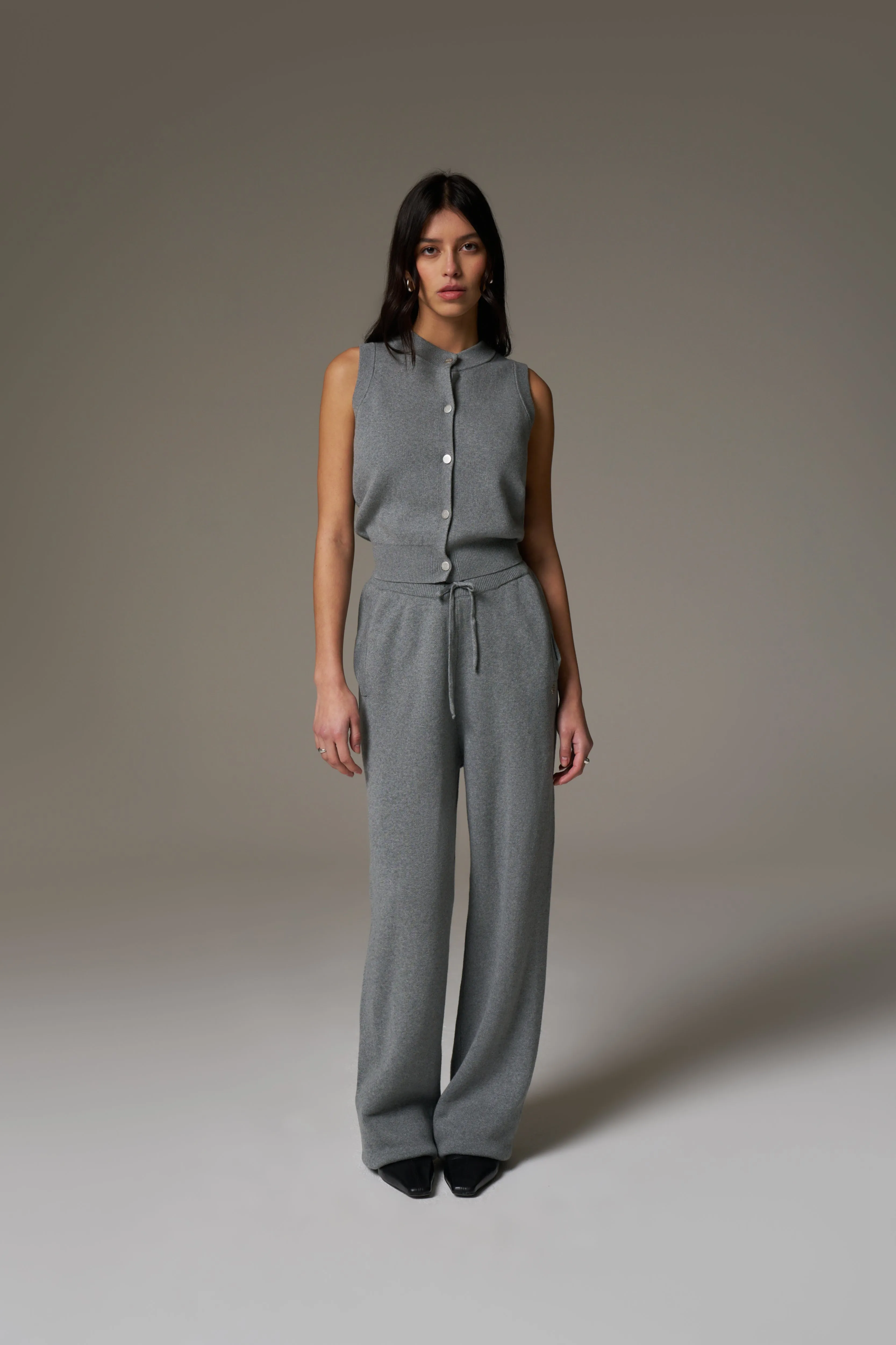 KNITTED RELAXED JOGGERS - GREY MARL sold by The Couture Club product image thumbnail 4