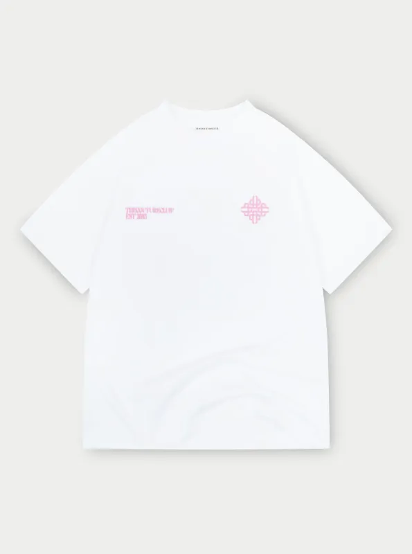 BLURRED GRAPHIC EMBLEM T-SHIRT - PINK sold by The Couture Club