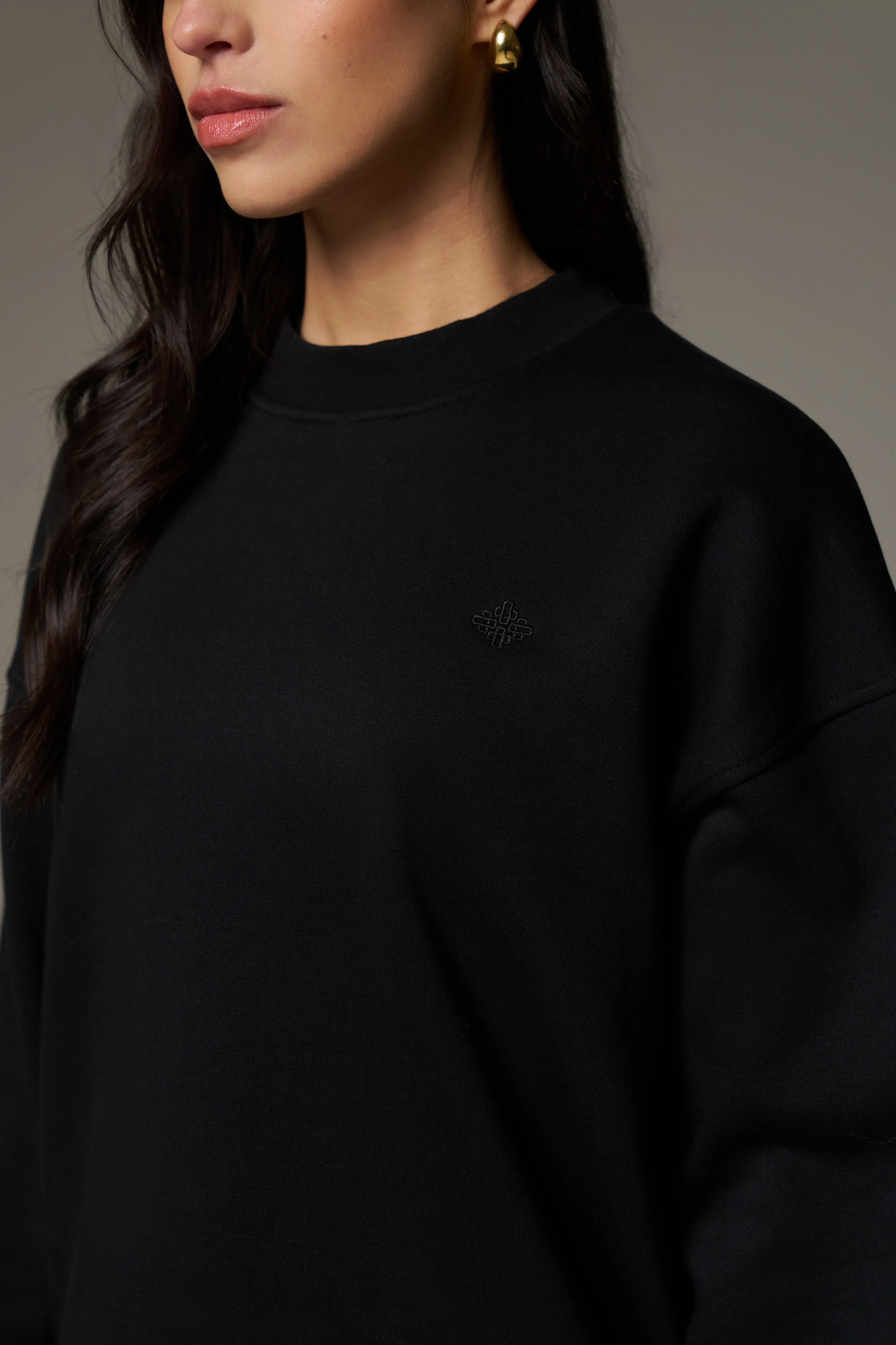 EMBLEM EMBROIDERED SWEATSHIRT - BLACK sold by The Couture Club product image thumbnail 4