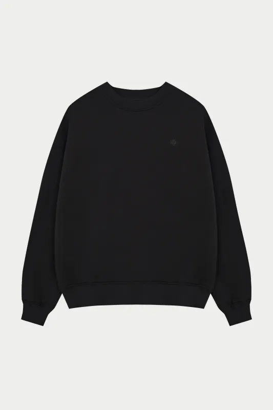EMBLEM EMBROIDERED SWEATSHIRT - BLACK sold by The Couture Club