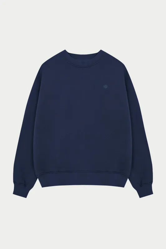 EMBLEM EMBROIDERED SWEATSHIRT - NAVY sold by The Couture Club
