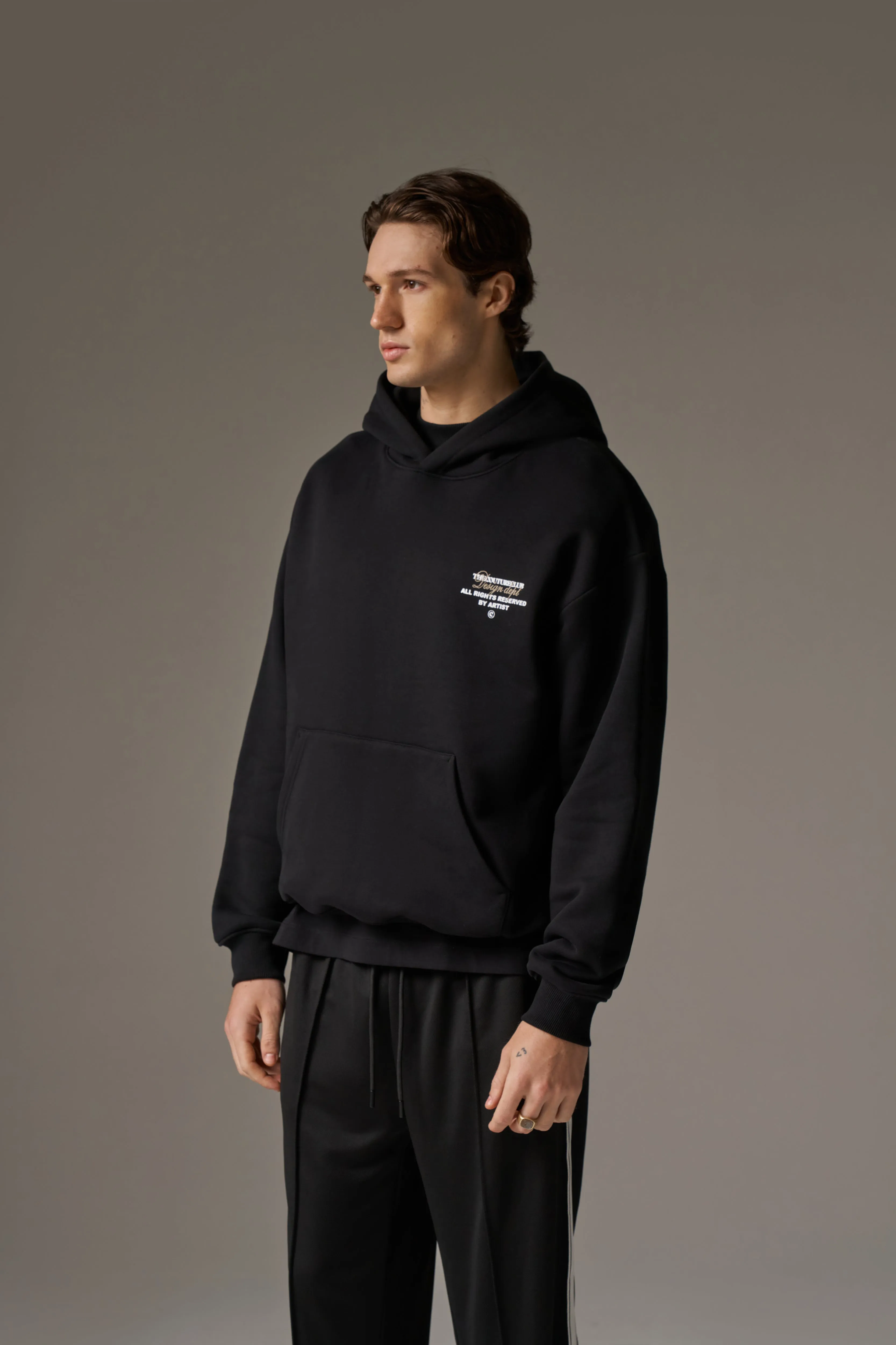 DESIGN DEPARTMENT CHEST PRINT HOODIE - BLACK sold by The Couture Club product image thumbnail 4