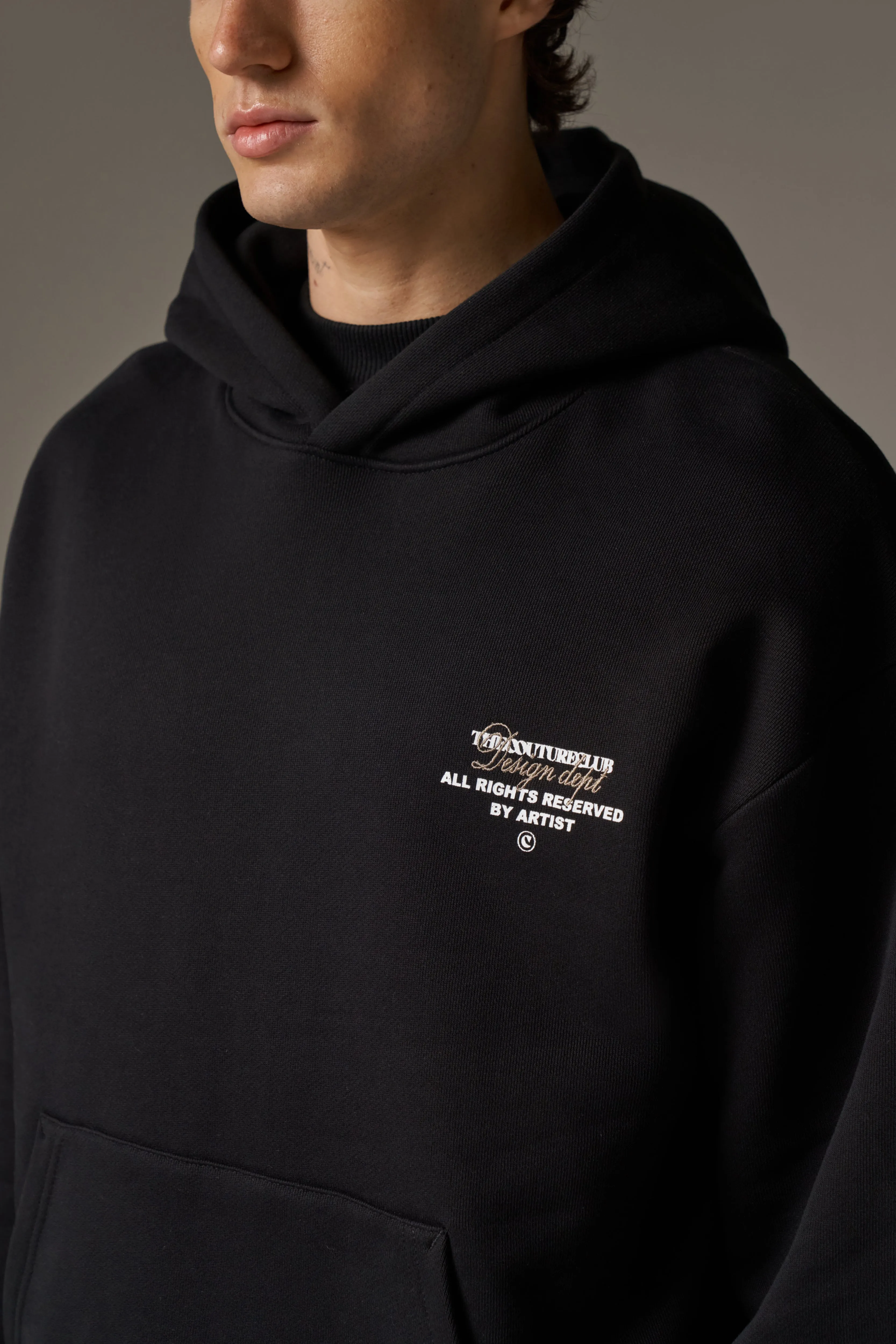 DESIGN DEPARTMENT CHEST PRINT HOODIE - BLACK sold by The Couture Club product image thumbnail 5