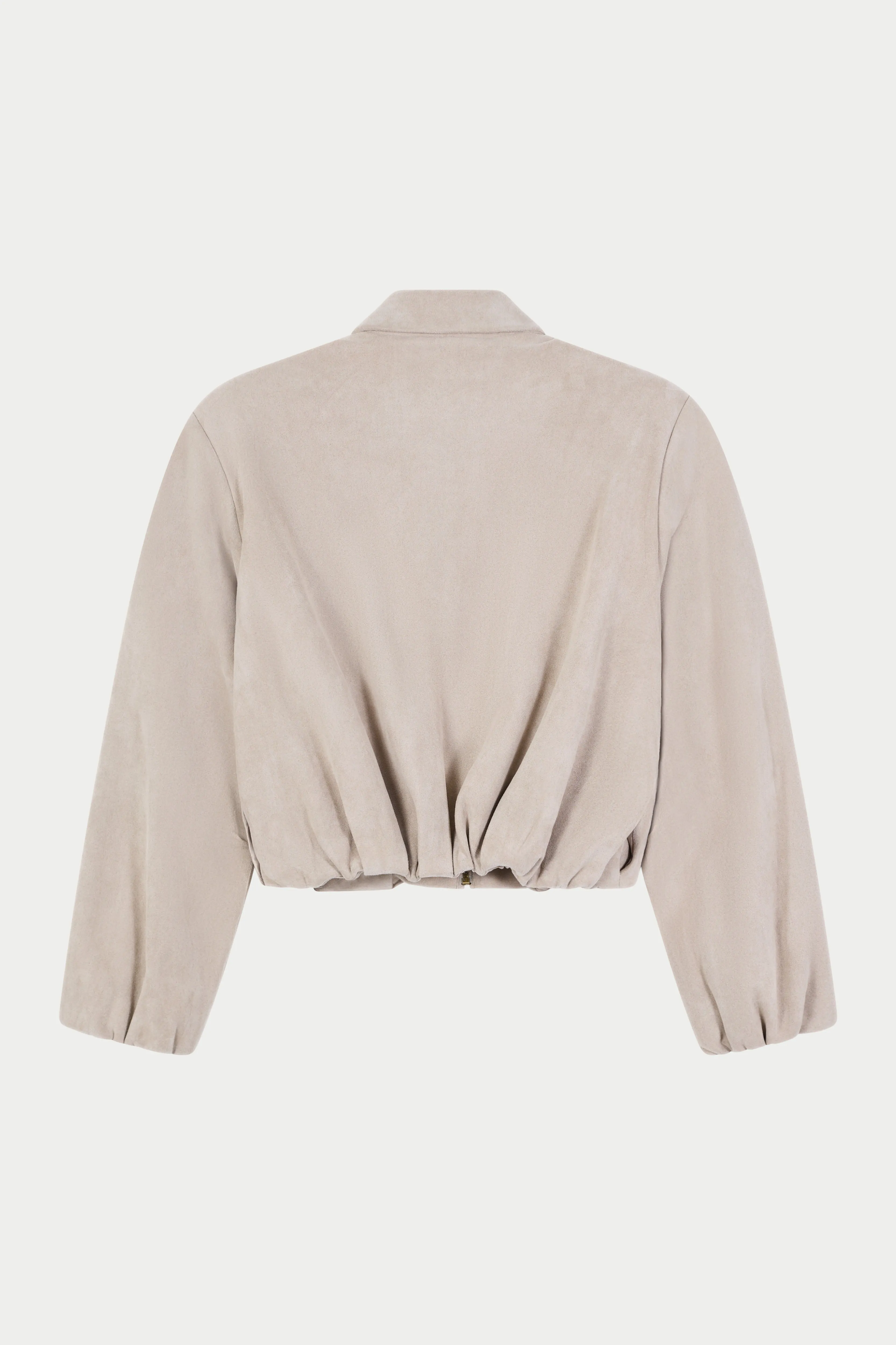 BALLOON HEM FAUX SUEDE JACKET - BEIGE sold by The Couture Club