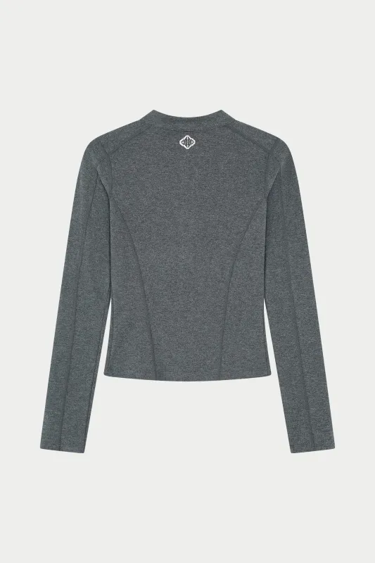 SCULPT SOFT TOUCH LONG SLEEVE ZIP THROUGH - CHARCOAL sold by The Couture Club