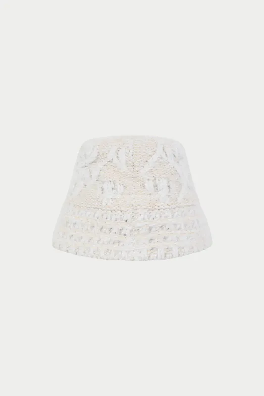 KNITTED EMBLEM BUCKET HAT - BEIGE sold by The Couture Club