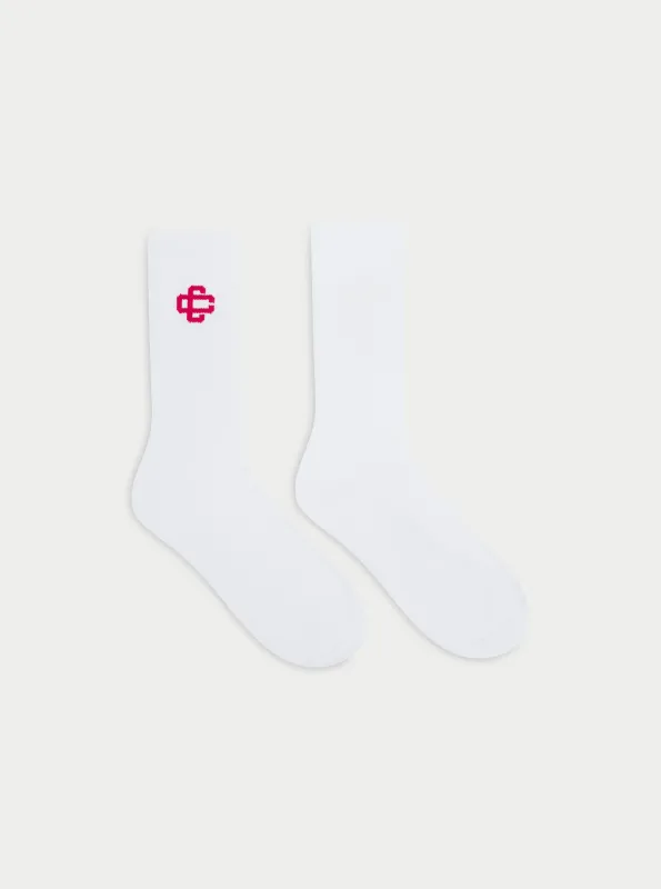 SINGLE EMBLEM SPORTS SOCK - RED sold by The Couture Club