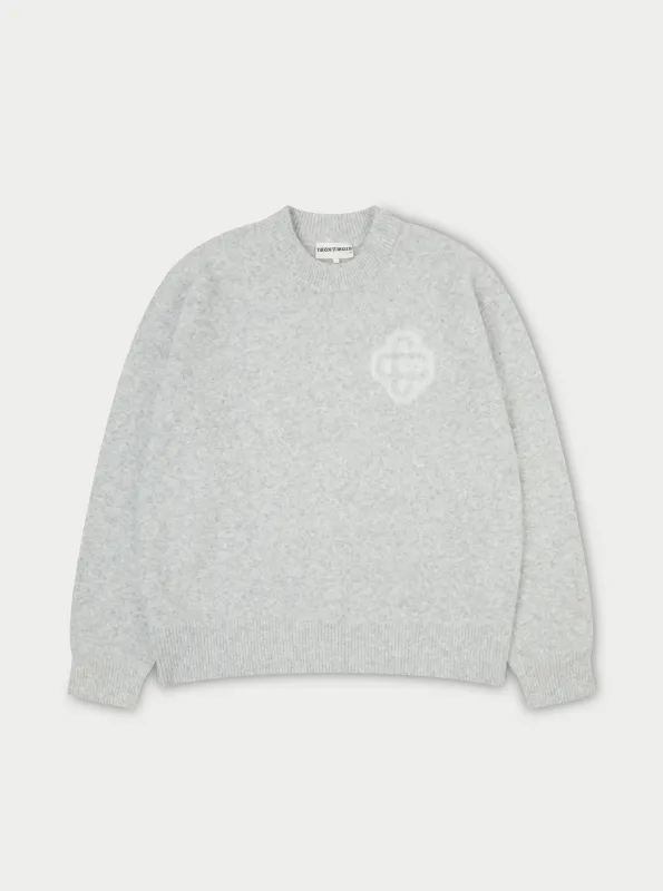 FLUFFY EMBLEM KNITTED CREW - GREY MARL sold by The Couture Club