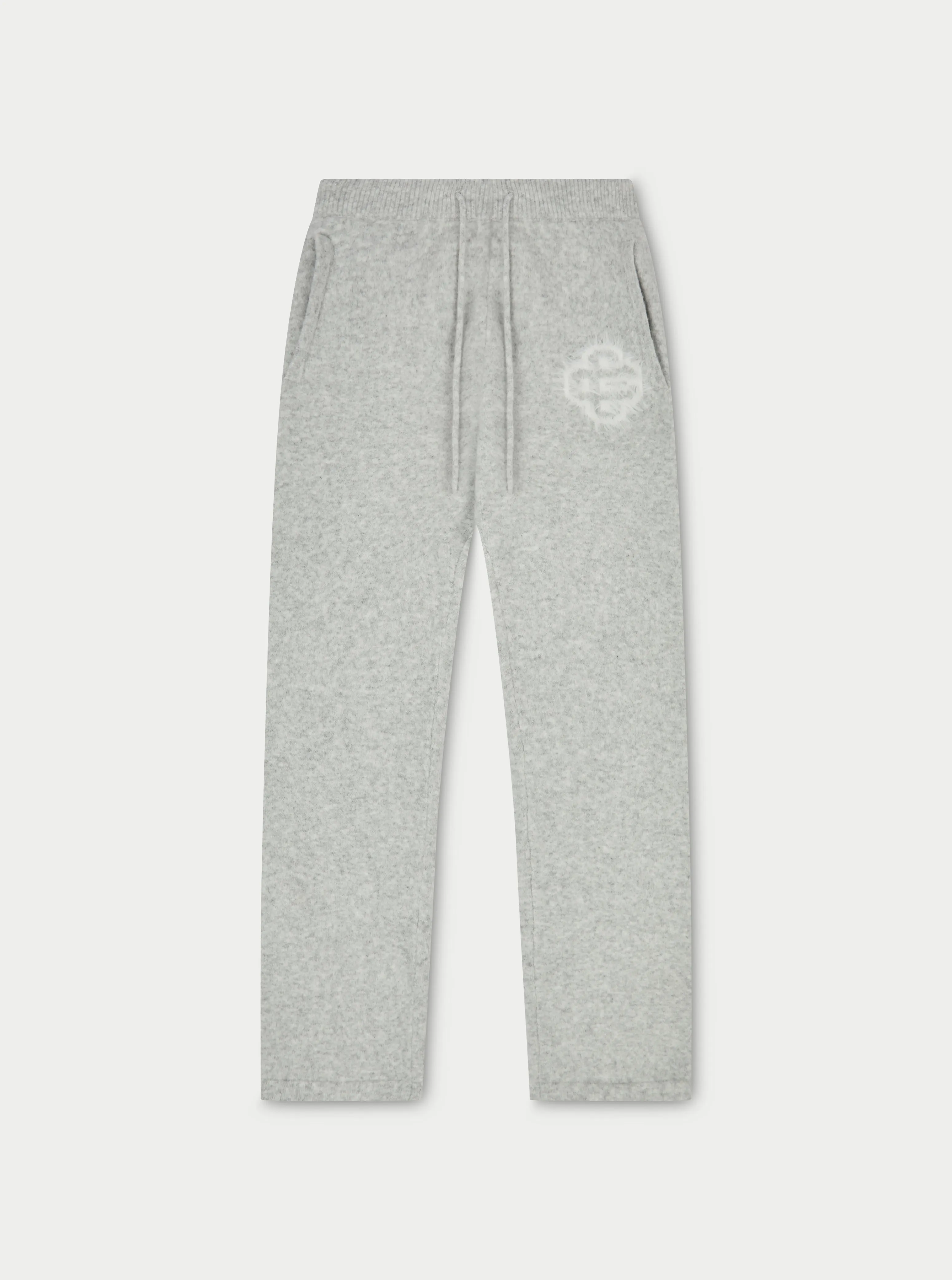 FLUFFY EMBLEM KNITTED JOGGERS - GREY MARL sold by The Couture Club