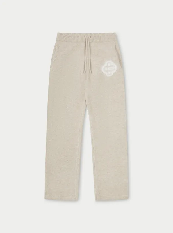 FLUFFY EMBLEM KNITTED JOGGERS - BEIGE sold by The Couture Club