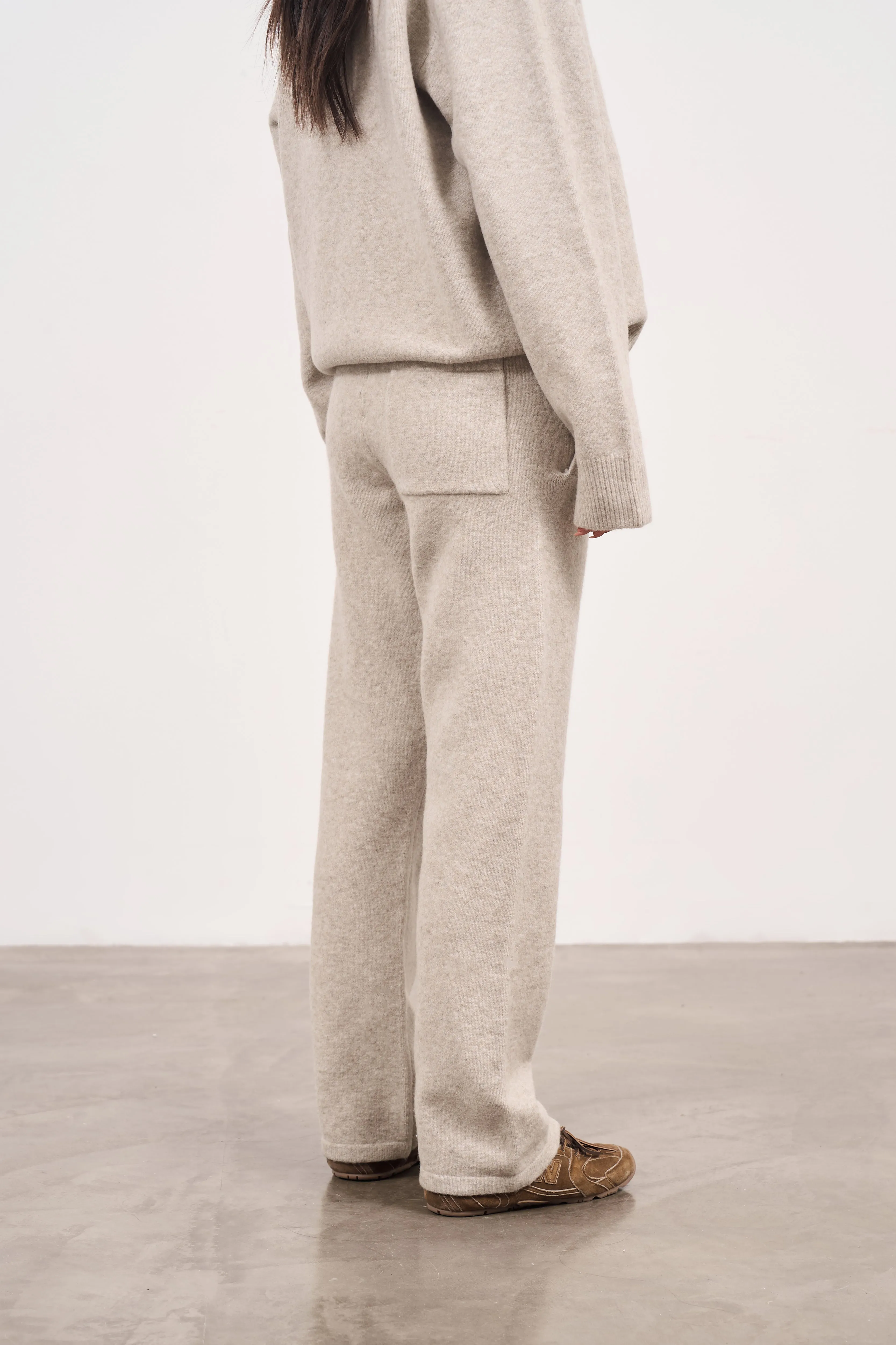 FLUFFY EMBLEM KNITTED JOGGERS - BEIGE sold by The Couture Club product image thumbnail 5