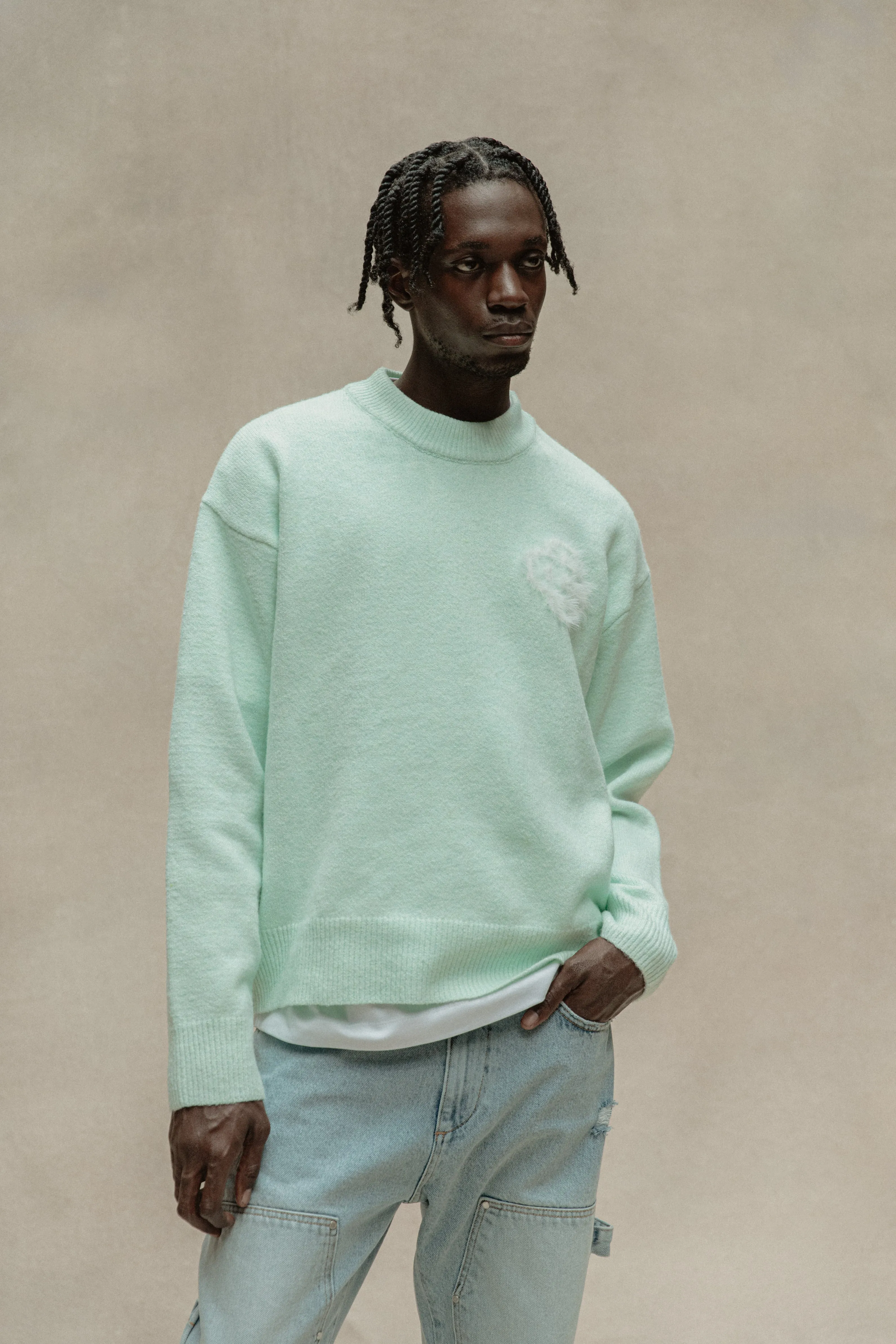 FLUFFY EMBLEM KNITTED CREW - MINT sold by The Couture Club product image thumbnail 2