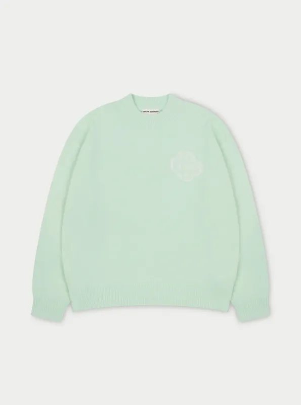 FLUFFY EMBLEM KNITTED CREW - MINT sold by The Couture Club