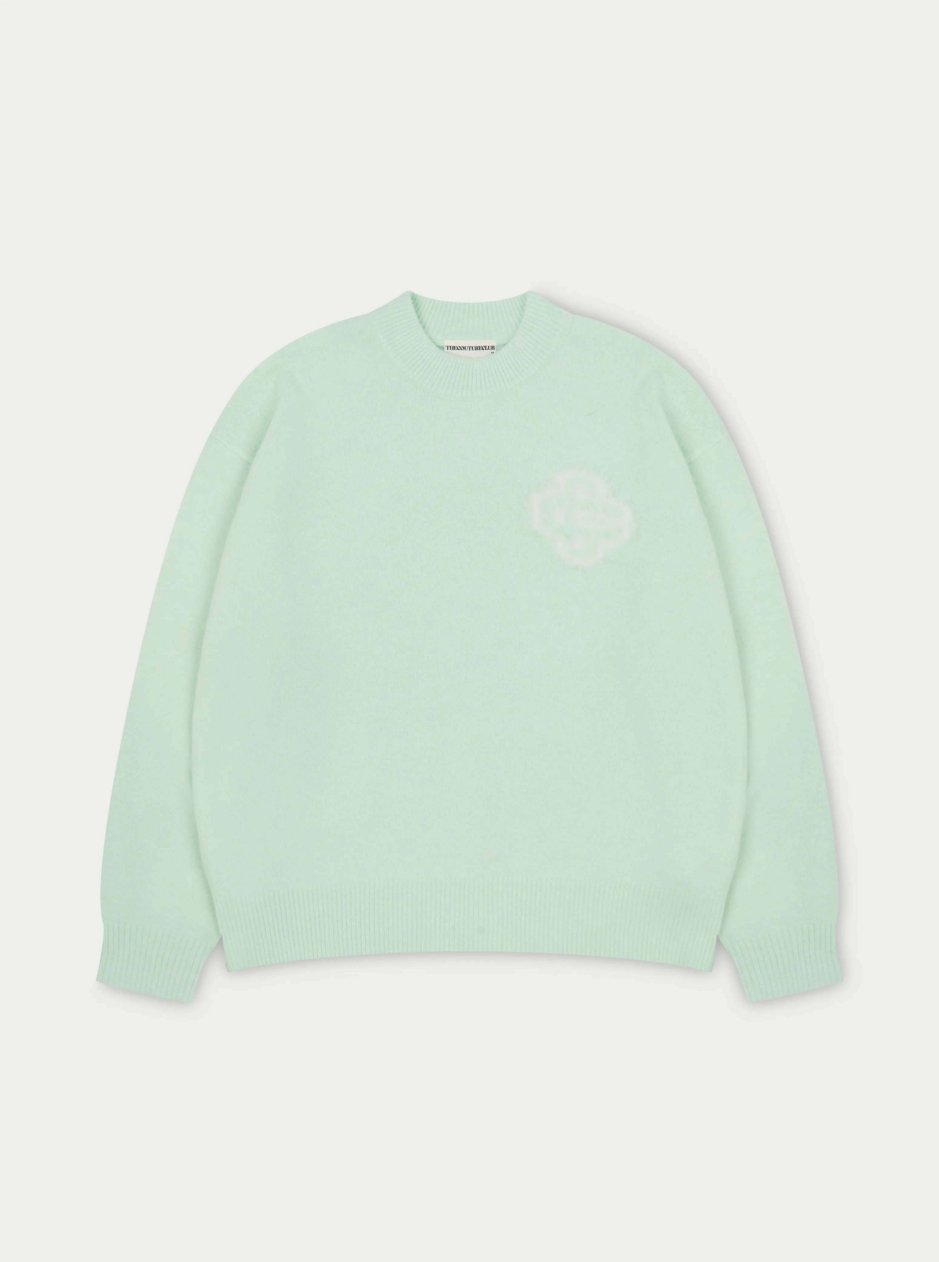 FLUFFY EMBLEM KNITTED CREW - MINT sold by The Couture Club