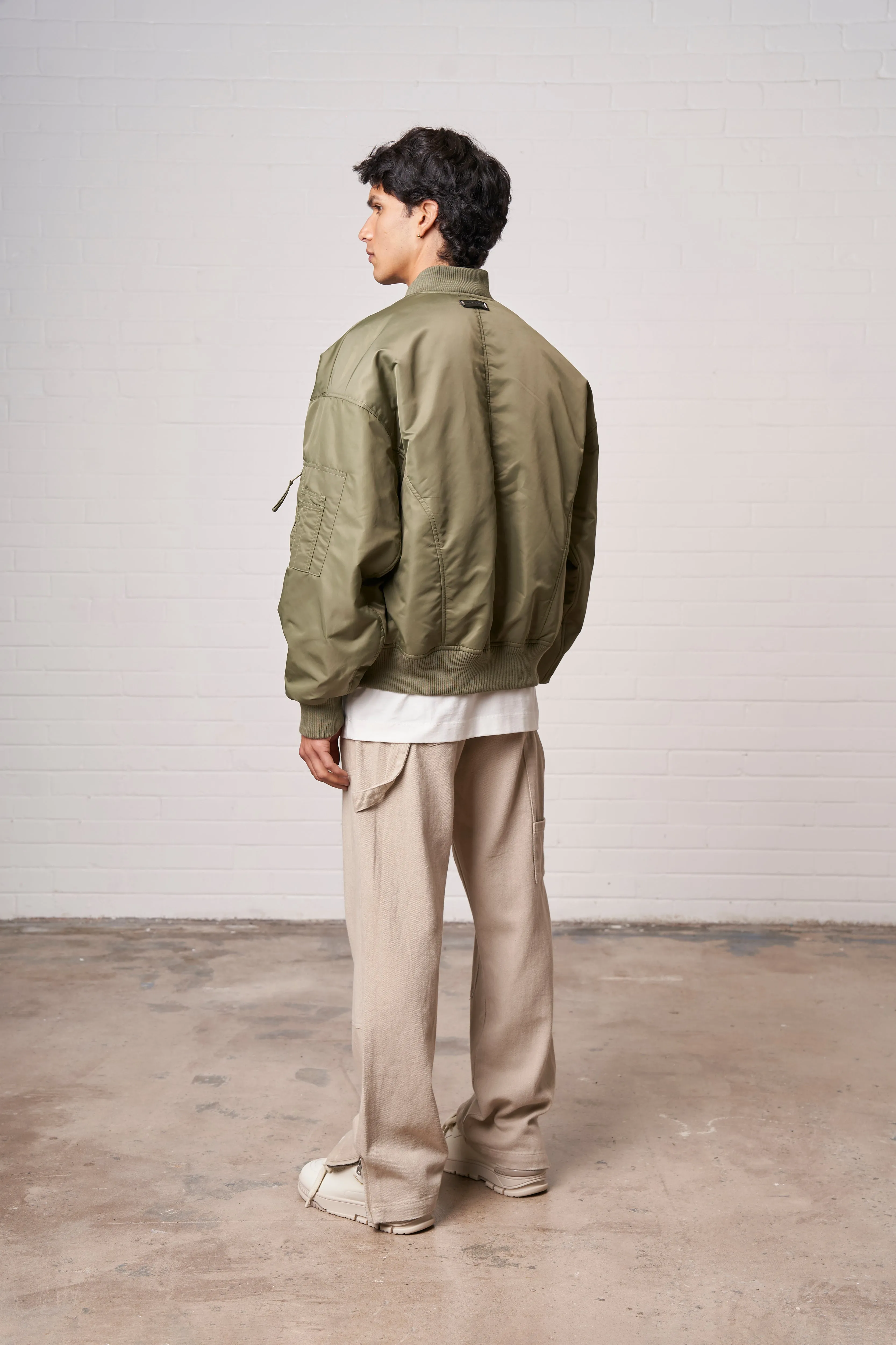 OVERSIZED EMBLEM BOMBER JACKET - KHAKI sold by The Couture Club product image thumbnail 4
