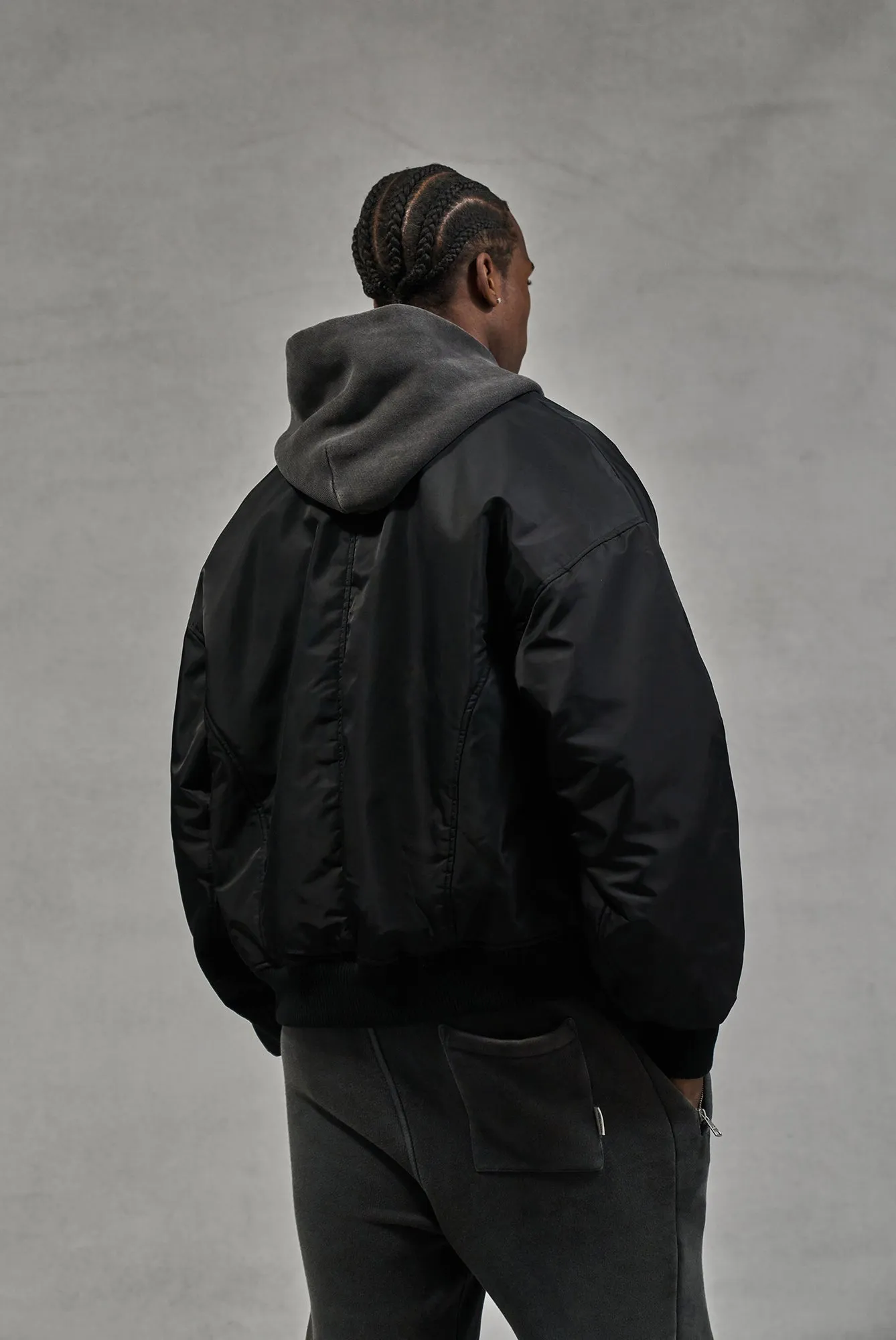 OVERSIZED EMBLEM BOMBER JACKET - BLACK sold by The Couture Club product image thumbnail 5
