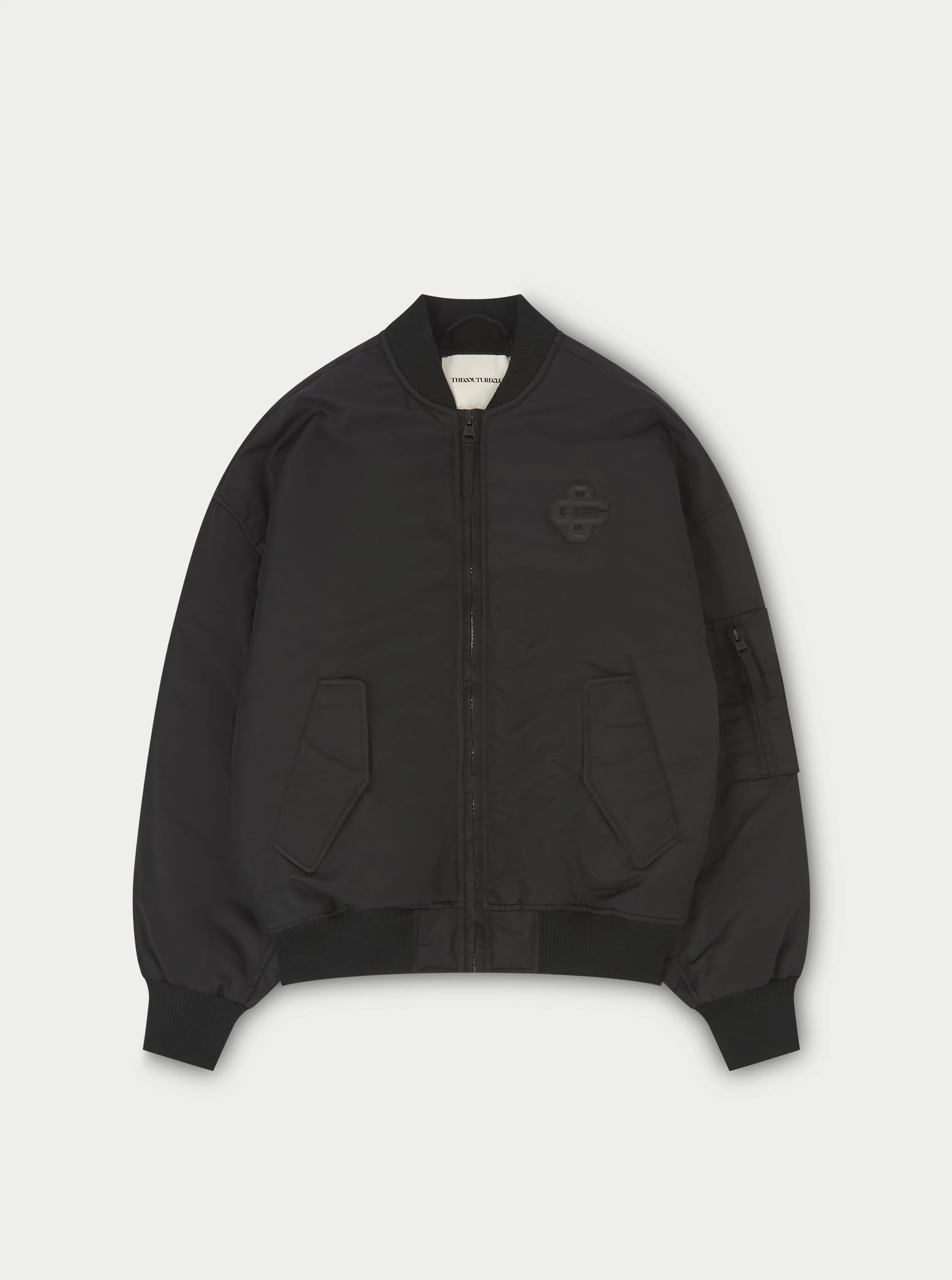 OVERSIZED EMBLEM BOMBER JACKET - BLACK sold by The Couture Club