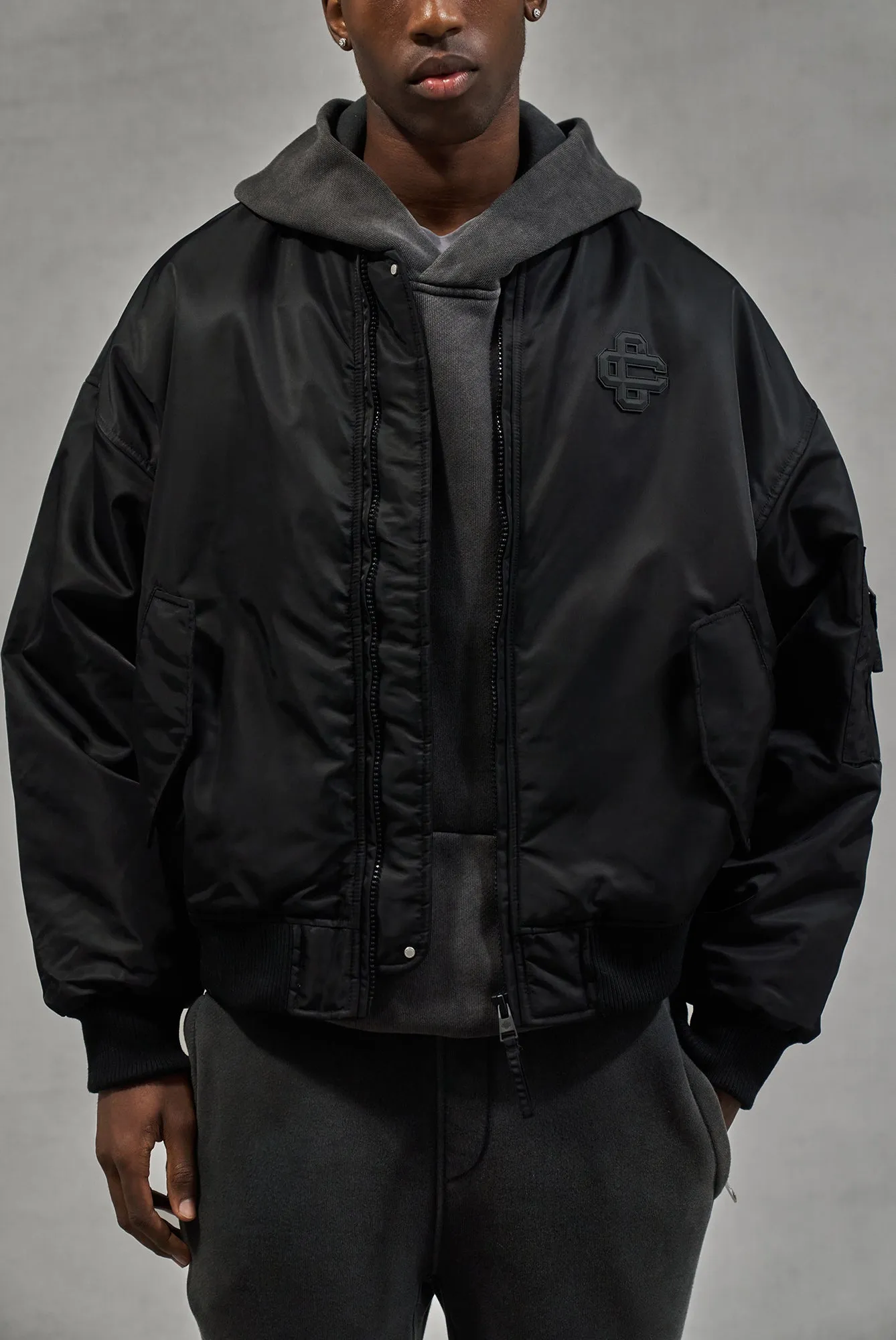 OVERSIZED EMBLEM BOMBER JACKET - BLACK sold by The Couture Club product image thumbnail 4