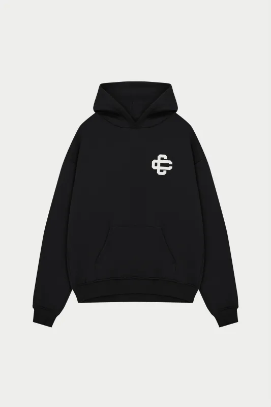 HEAVYWEIGHT EMBLEM APPLIQUE HOODIE - BLACK sold by The Couture Club